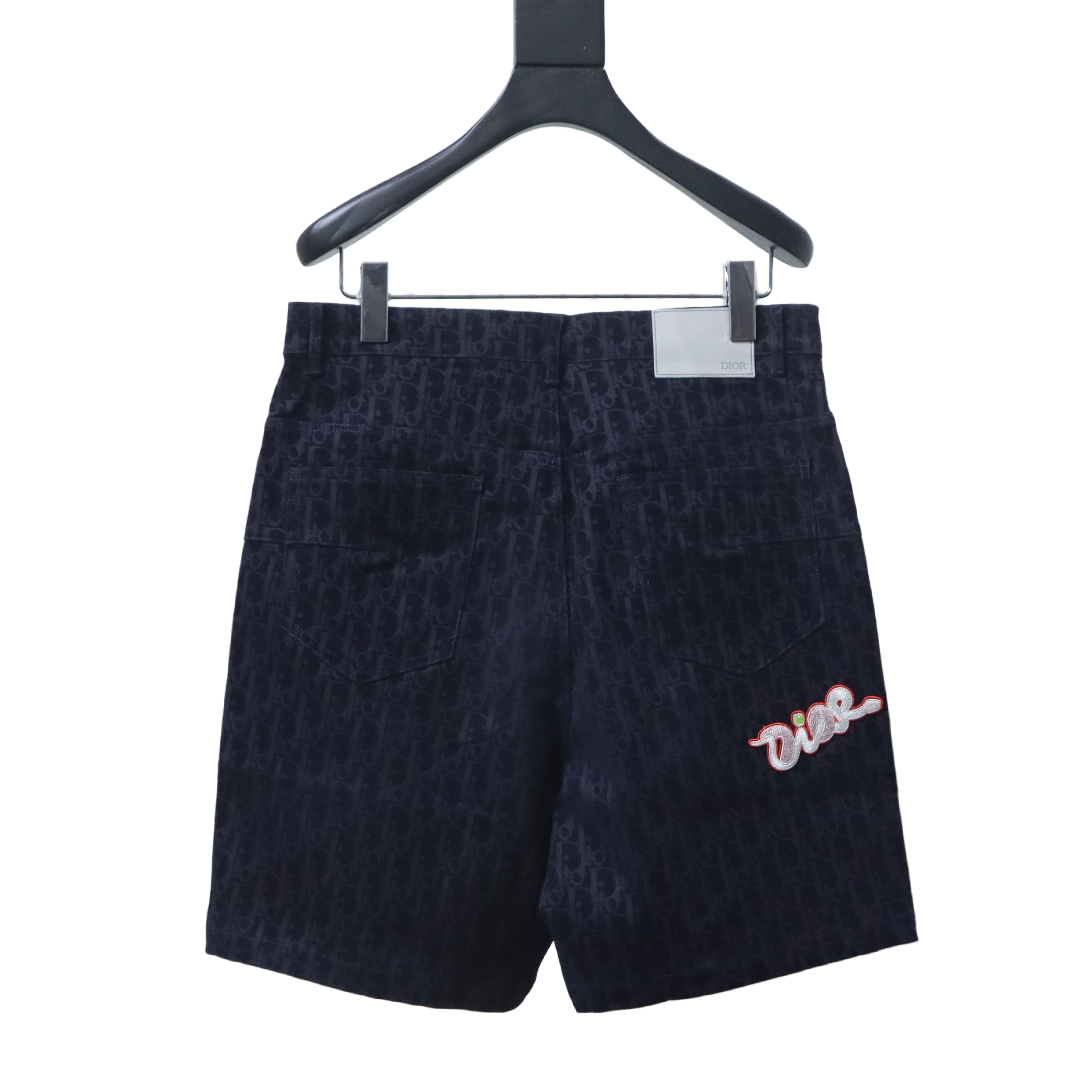 Dior 25SS Year of the Snake Limited Flocked Monogram Embroidered Set Denim Shorts
