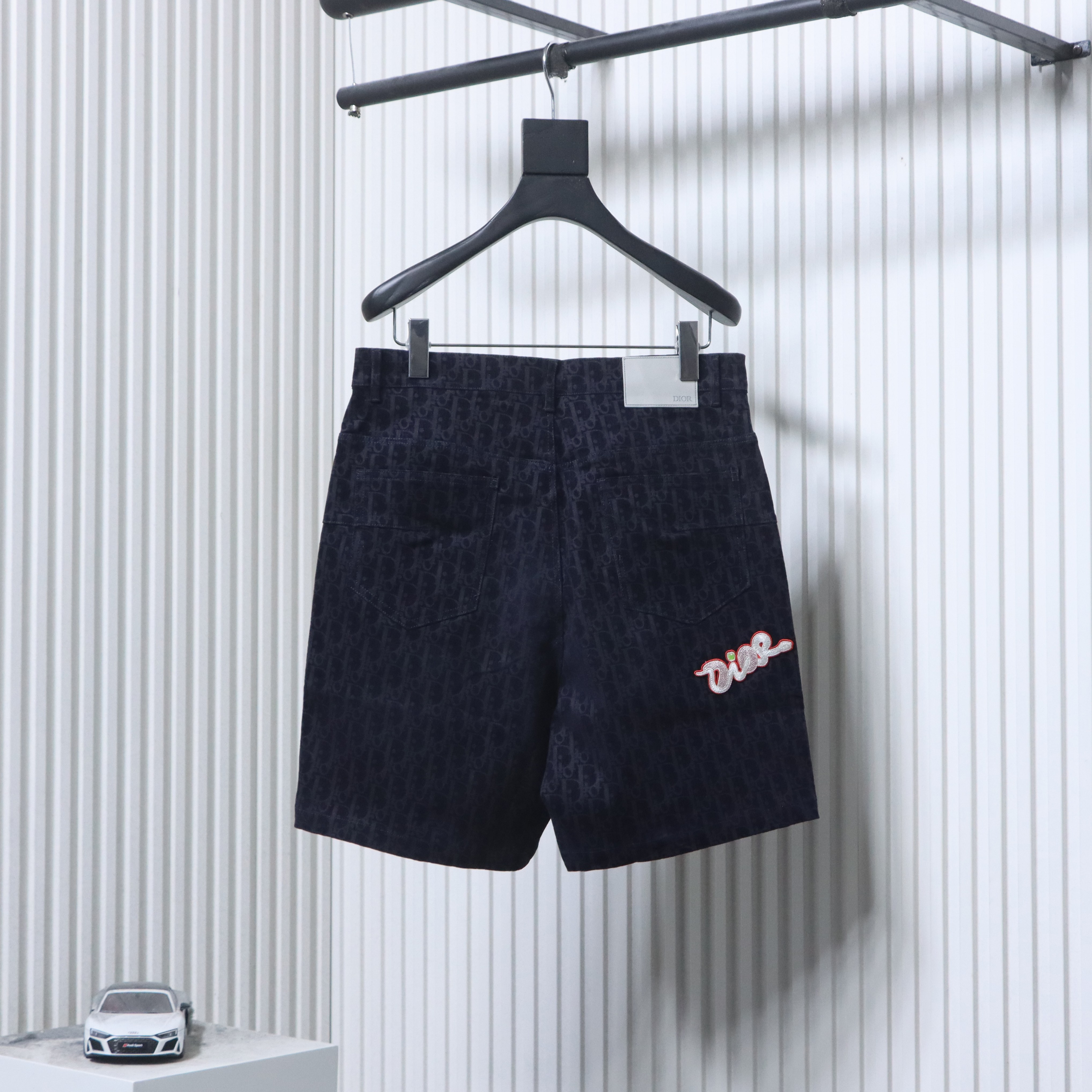 Dior 25SS Year of the Snake Limited Flocked Monogram Embroidered Set Denim Shorts