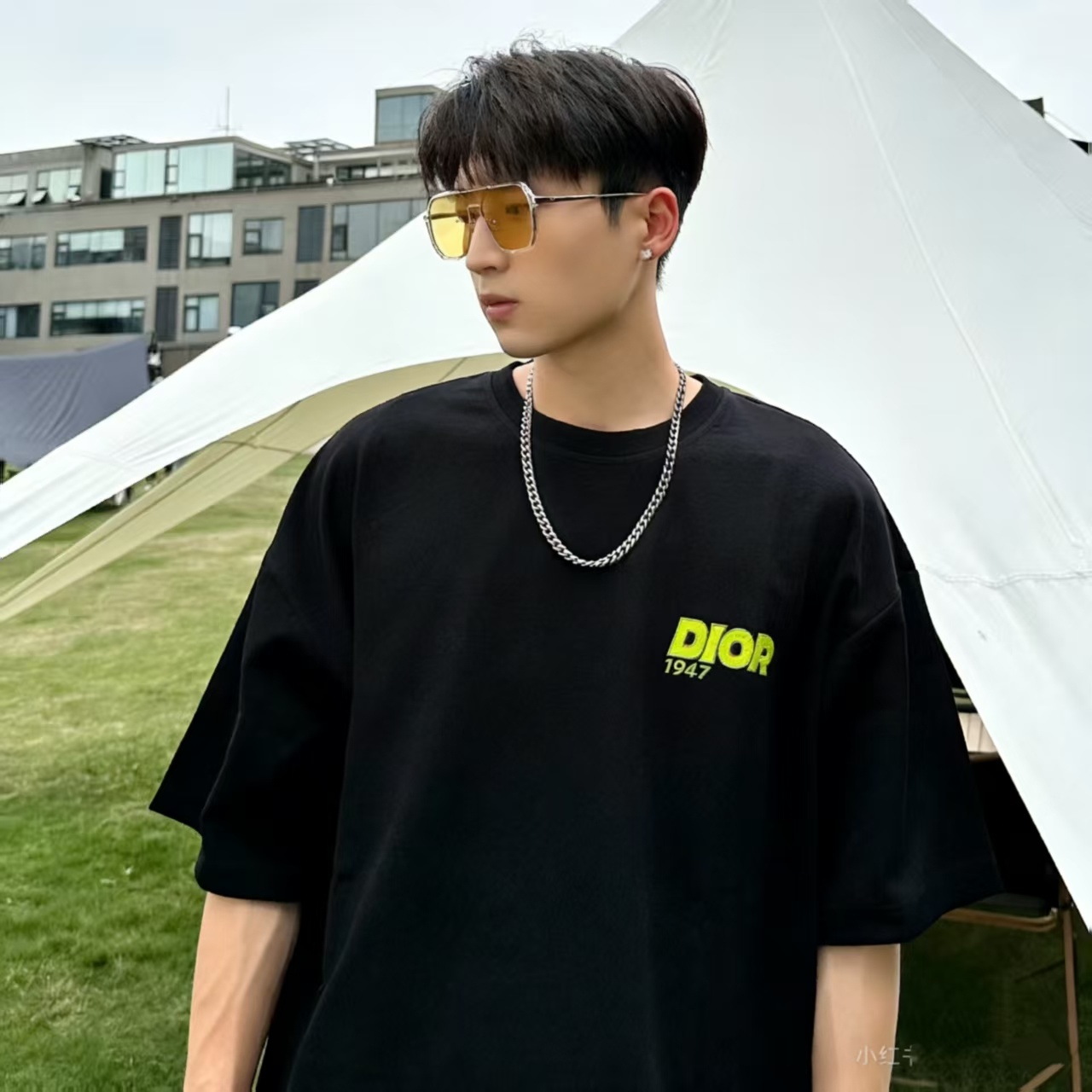 Dior 26SS 1947 Embroidered Letter Short Sleeve T-Shirt