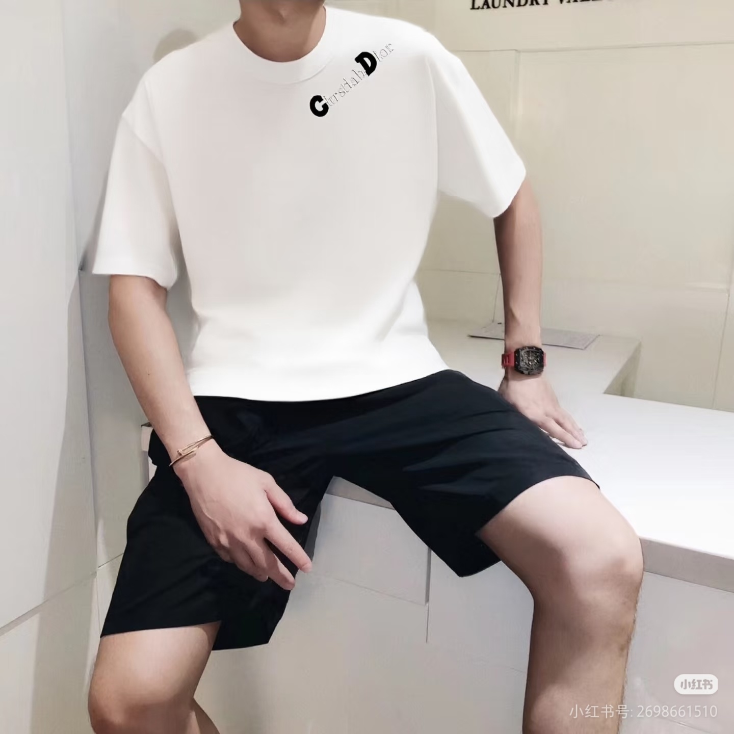 Dior 26SS CD Slogan Embroidered Logo Short Sleeve T-Shirt