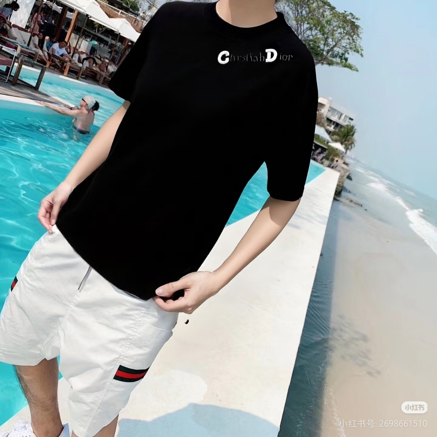 Dior 26SS CD Slogan Embroidered Logo Short Sleeve T-Shirt