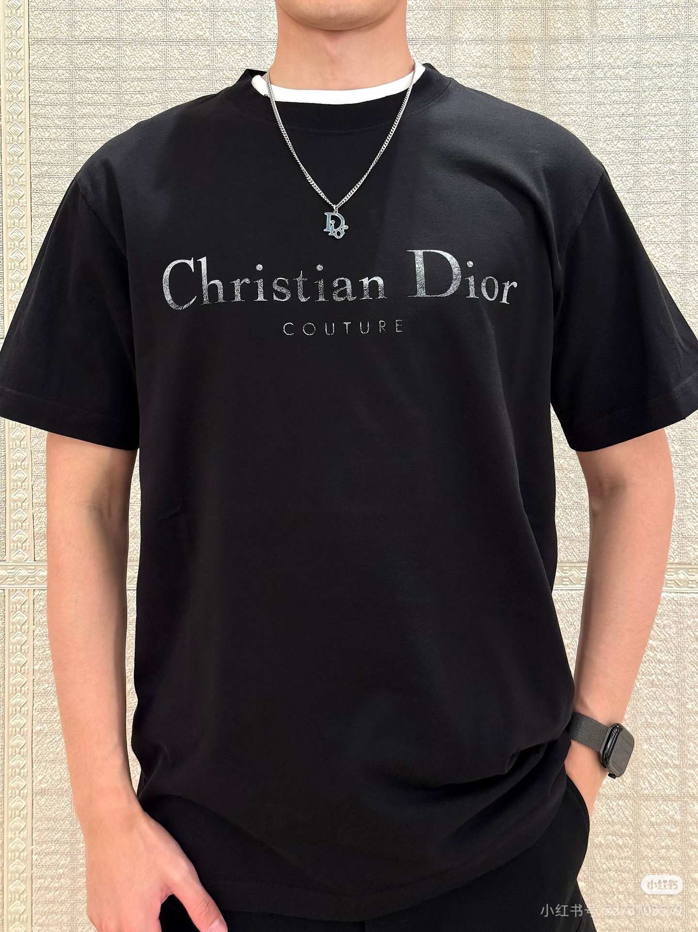 Dior 26SS Chest Mottled CD Letter Print Short Sleeve T-Shirt