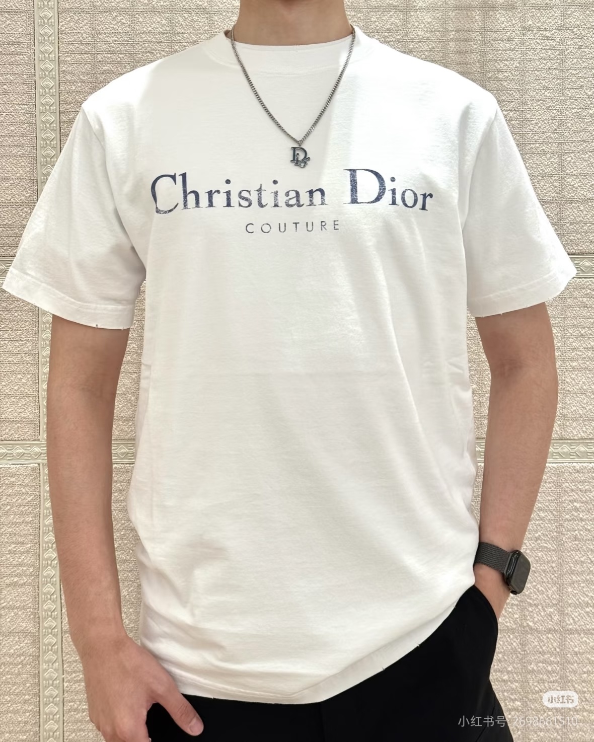Dior 26SS Chest Mottled CD Letter Print Short Sleeve T-Shirt