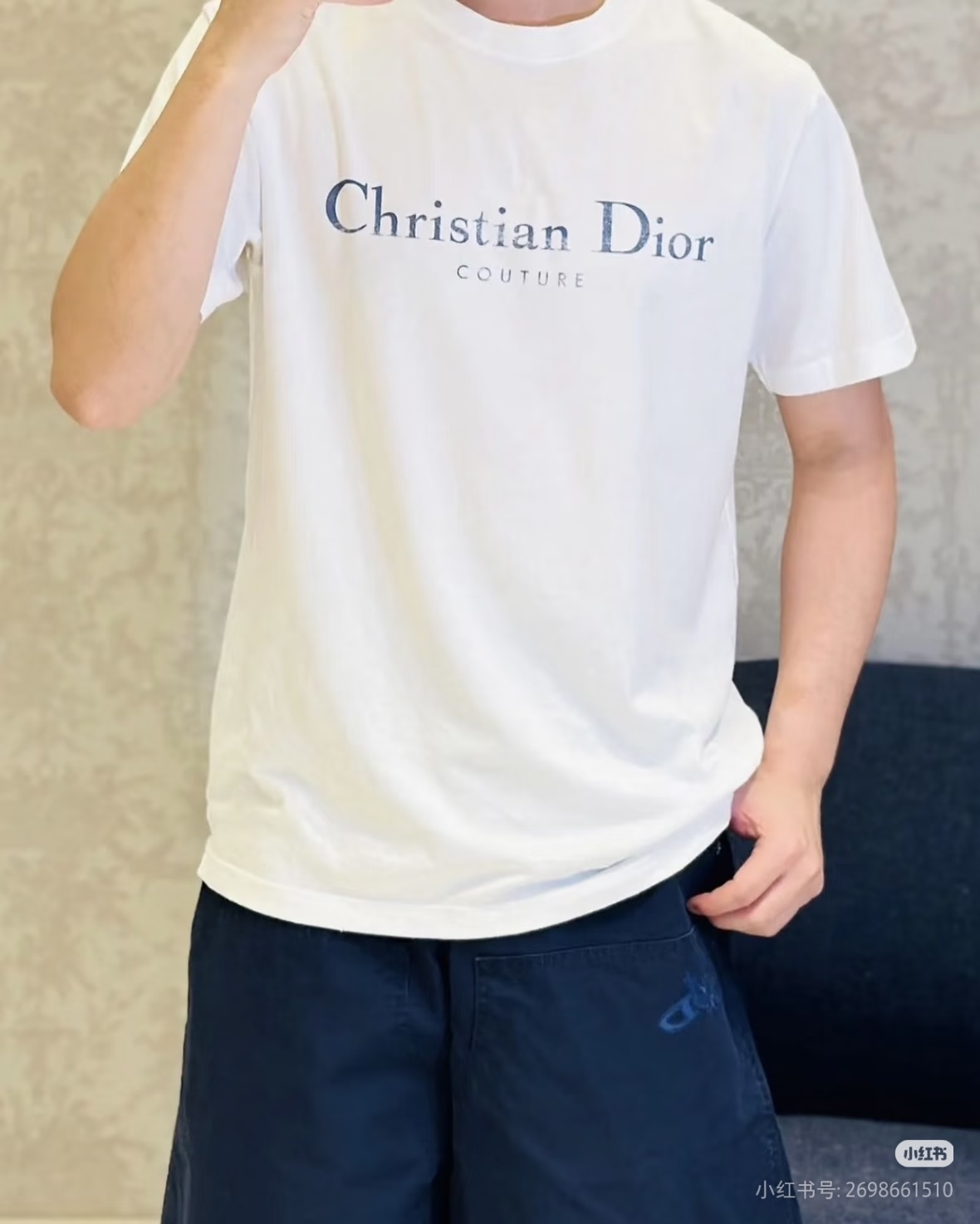 Dior 26SS Chest Mottled CD Letter Print Short Sleeve T-Shirt