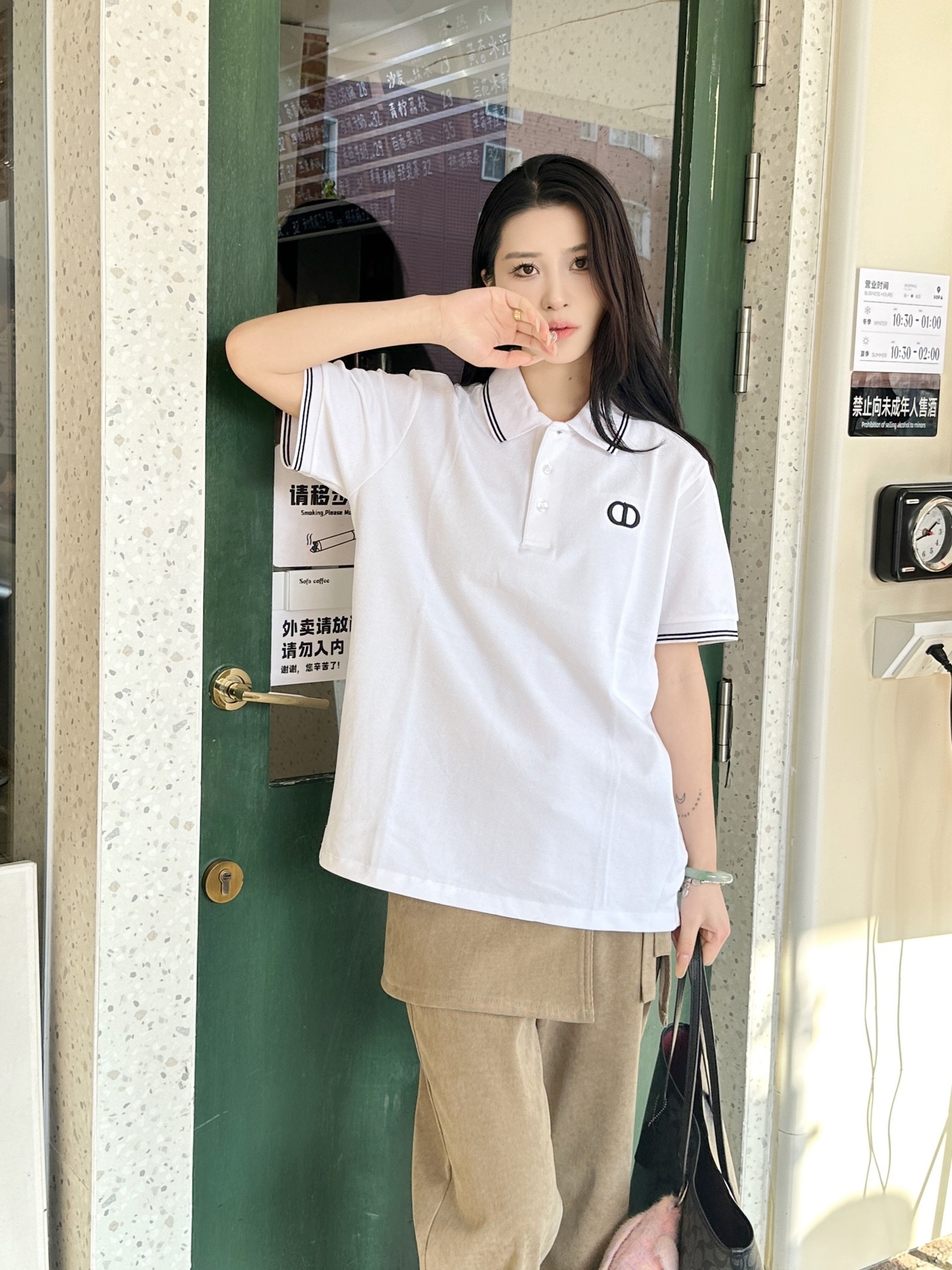 Dior 26SS Contrast Trim CD Letter Embroidered Short Sleeve Polo