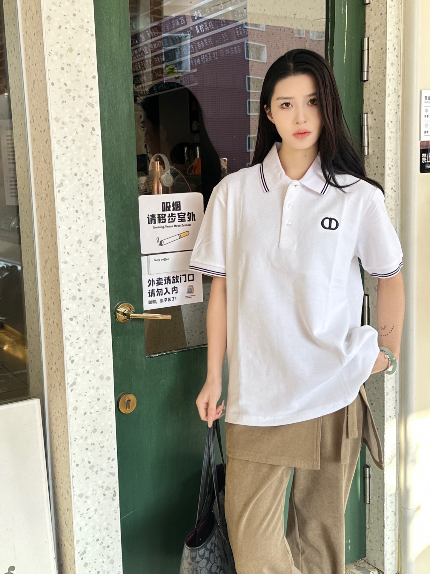 Dior 26SS Contrast Trim CD Letter Embroidered Short Sleeve Polo