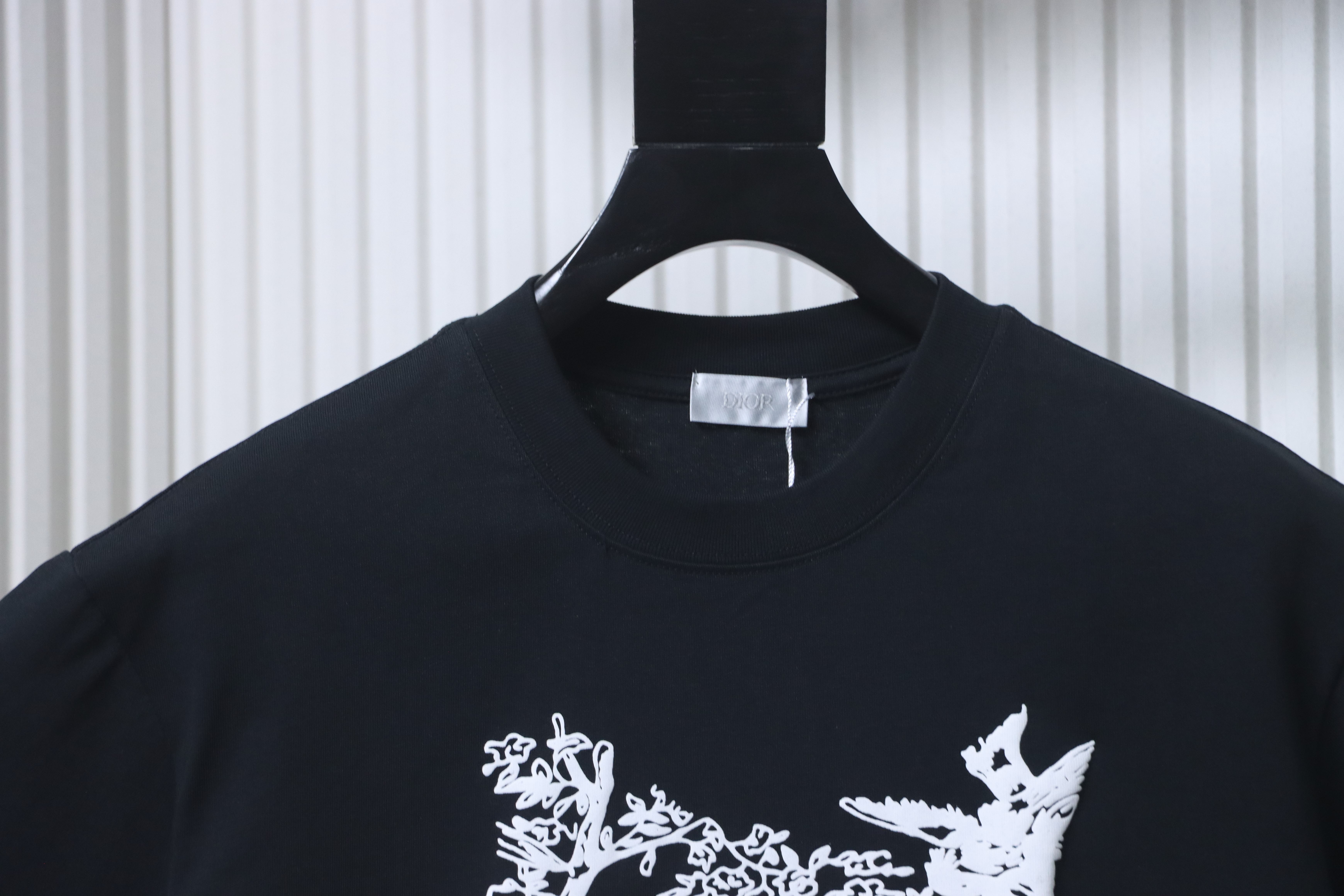 DIOR 26SS Flower Bird Silhouette Print Short Sleeve T-Shirt