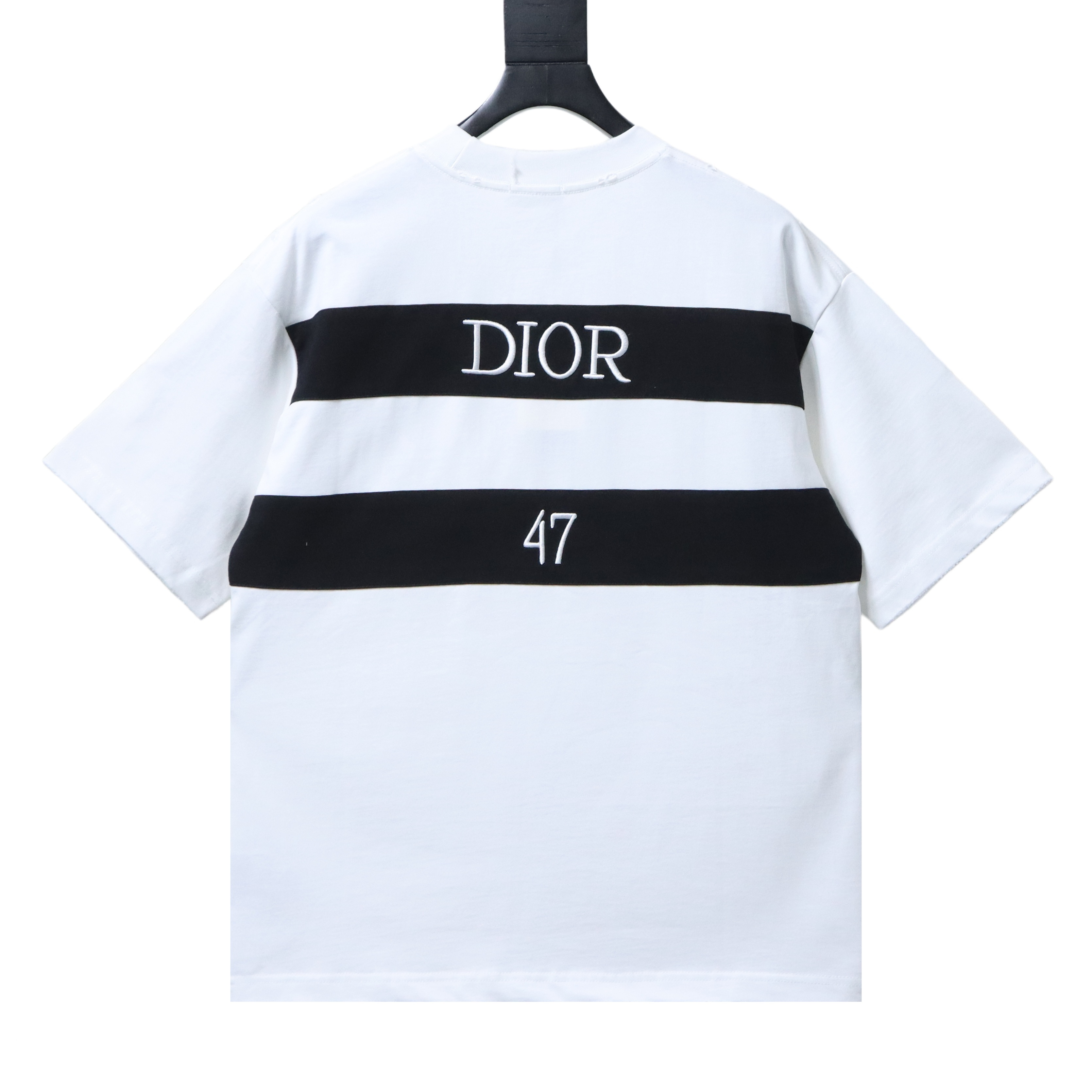 DIOR 47 Letter Back Stripe Short Sleeve T-Shirt