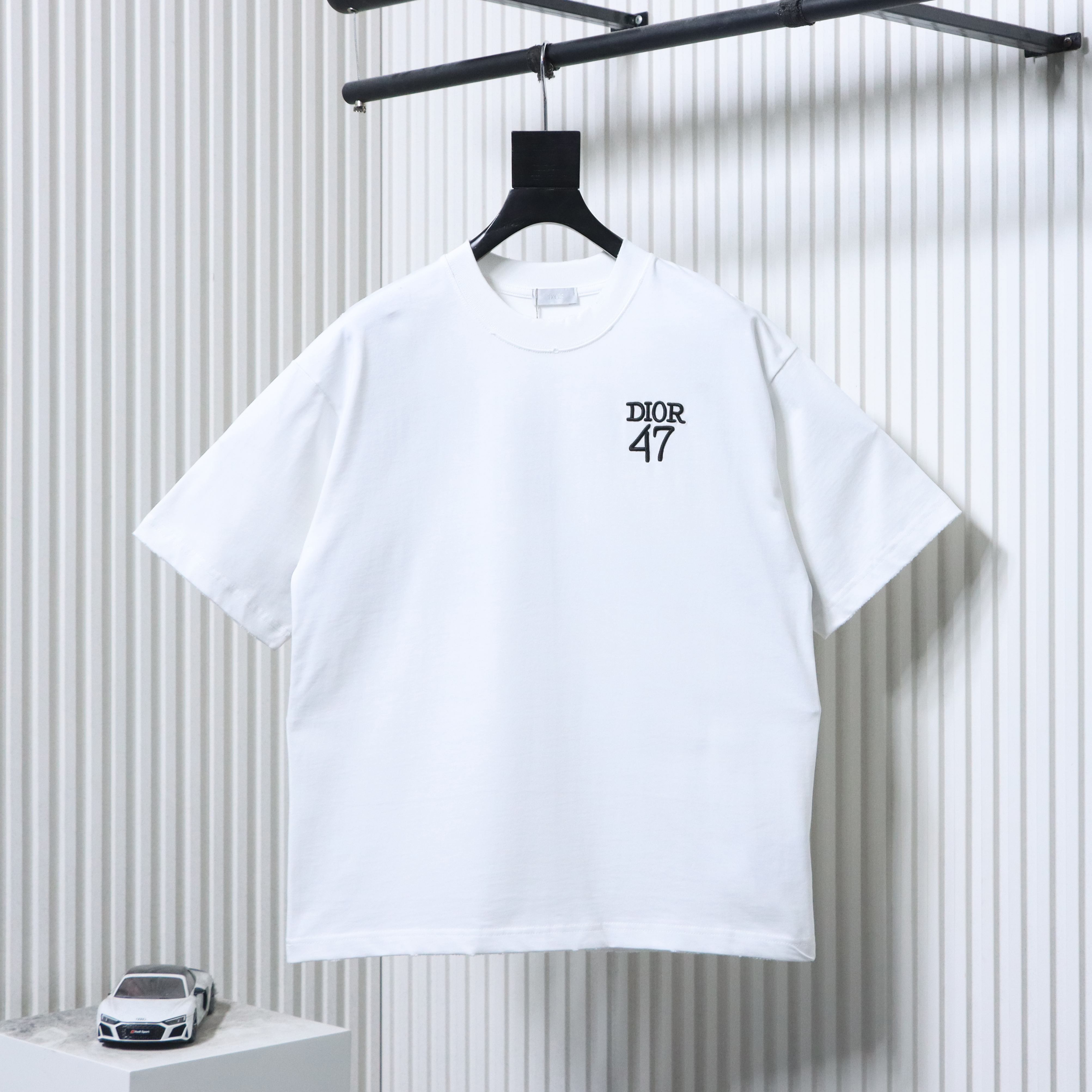 DIOR 47 Letter Back Stripe Short Sleeve T-Shirt