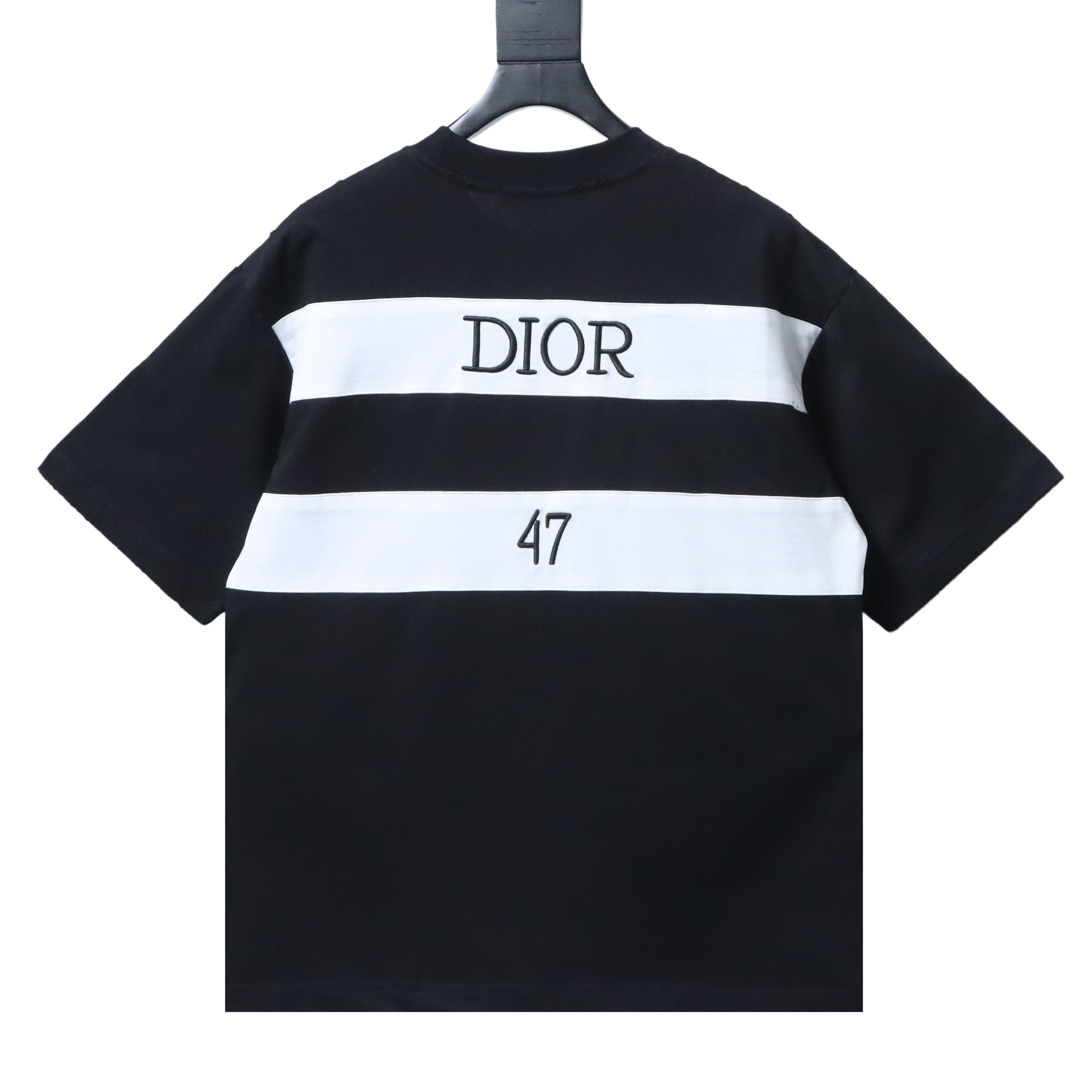 DIOR 47 Letter Back Stripe Short Sleeve T-Shirt