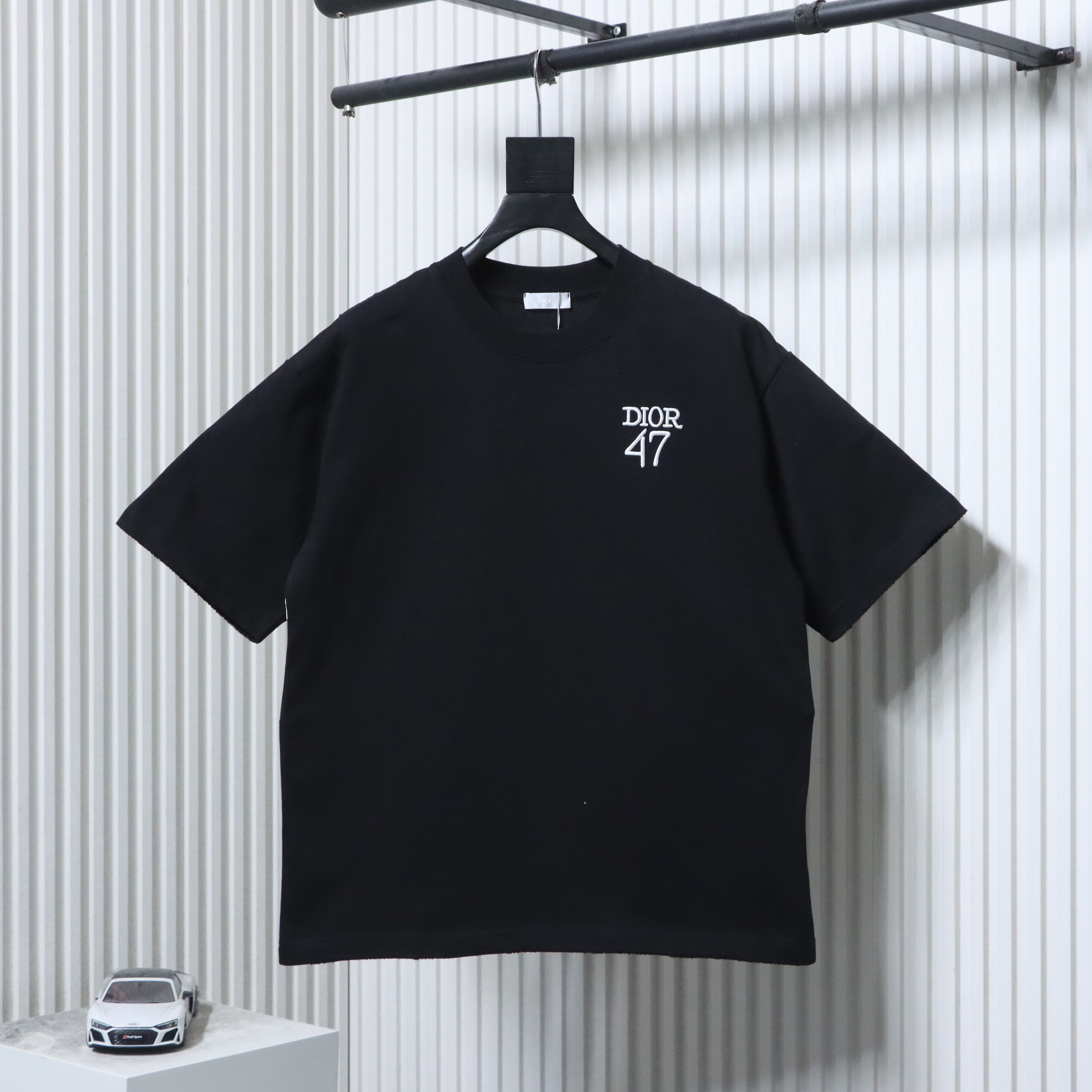 DIOR 47 Letter Back Stripe Short Sleeve T-Shirt