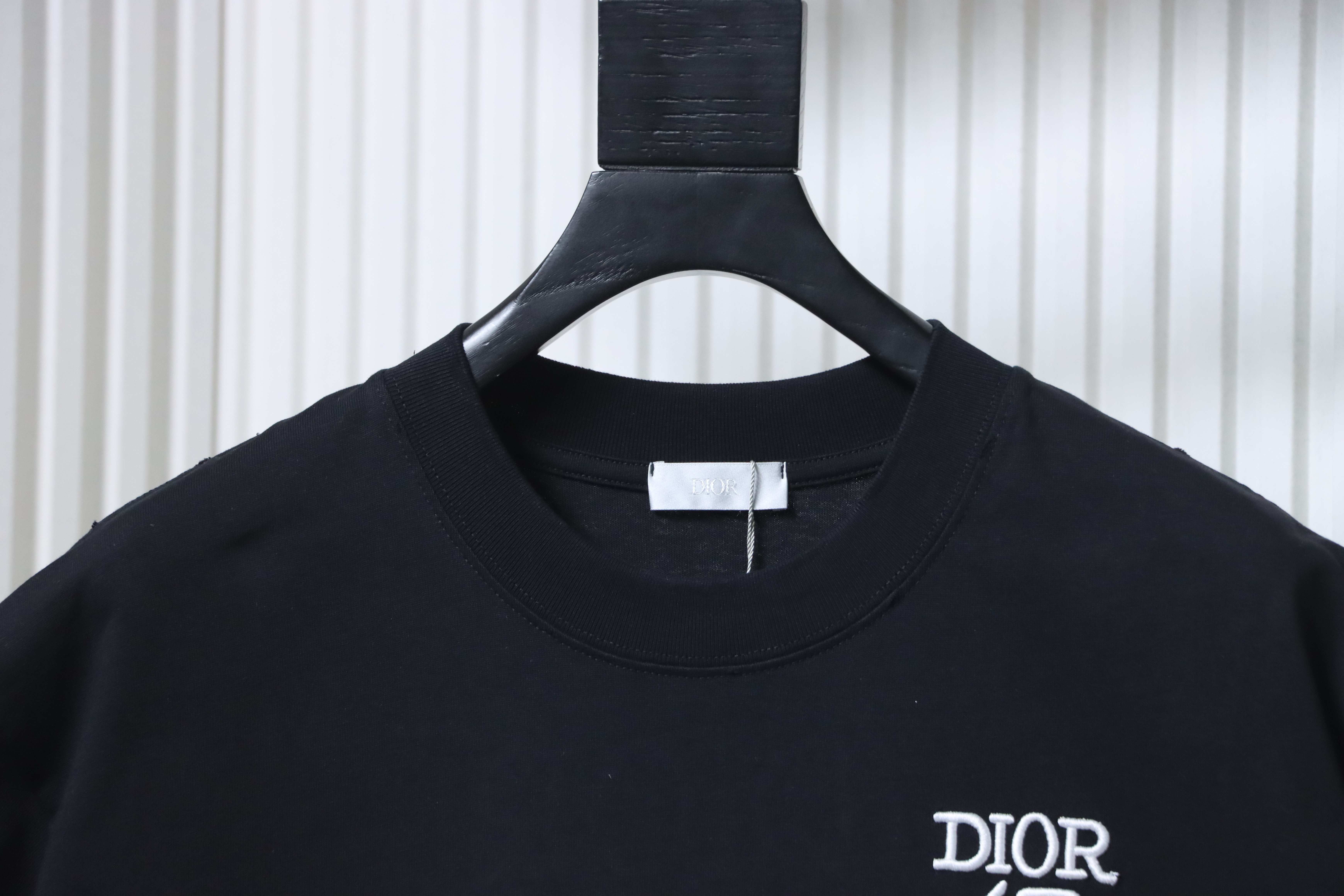 DIOR 47 Letter Back Stripe Short Sleeve T-Shirt