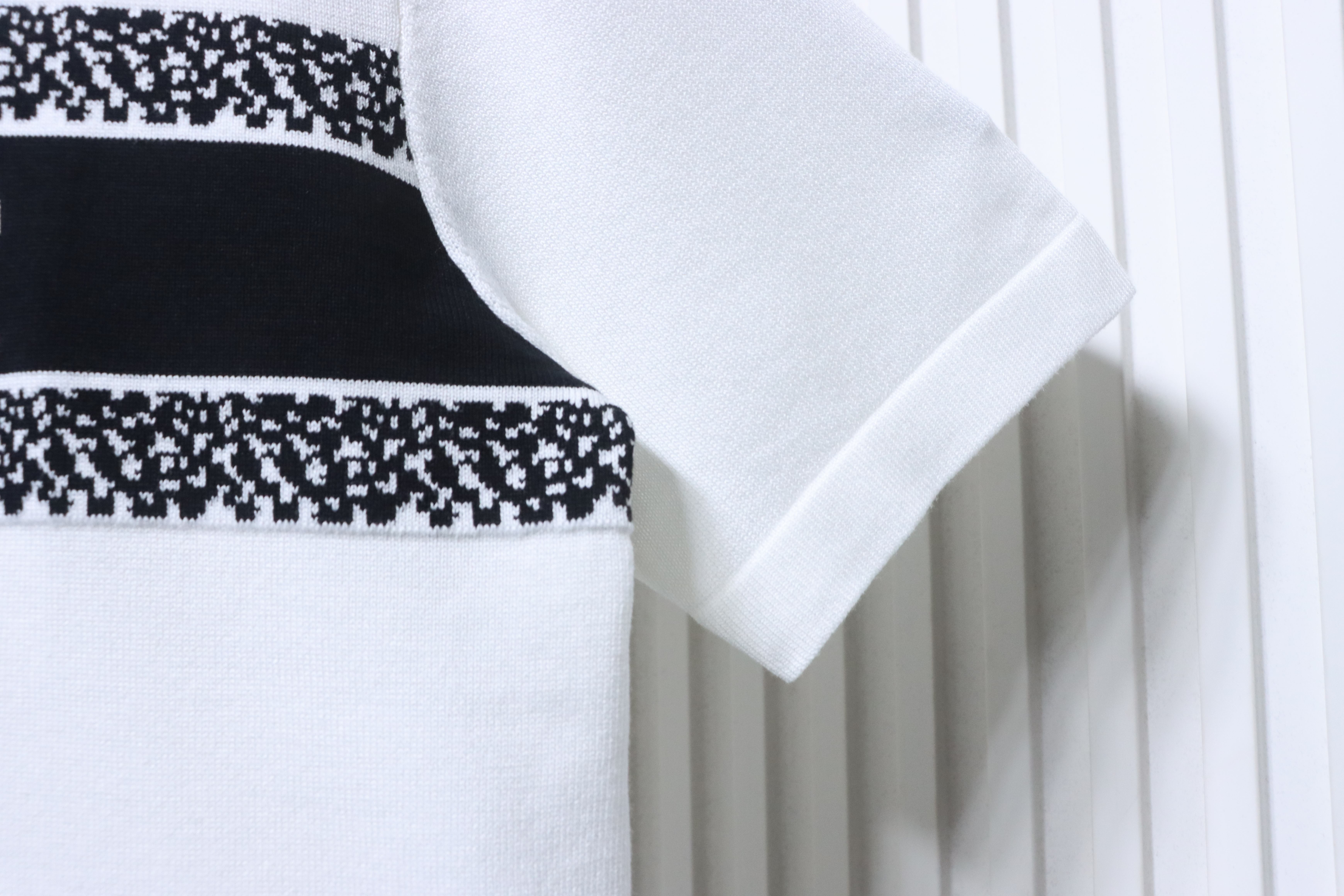 Dior Chest Letter Jacquard Knit Short Sleeve T-Shirt