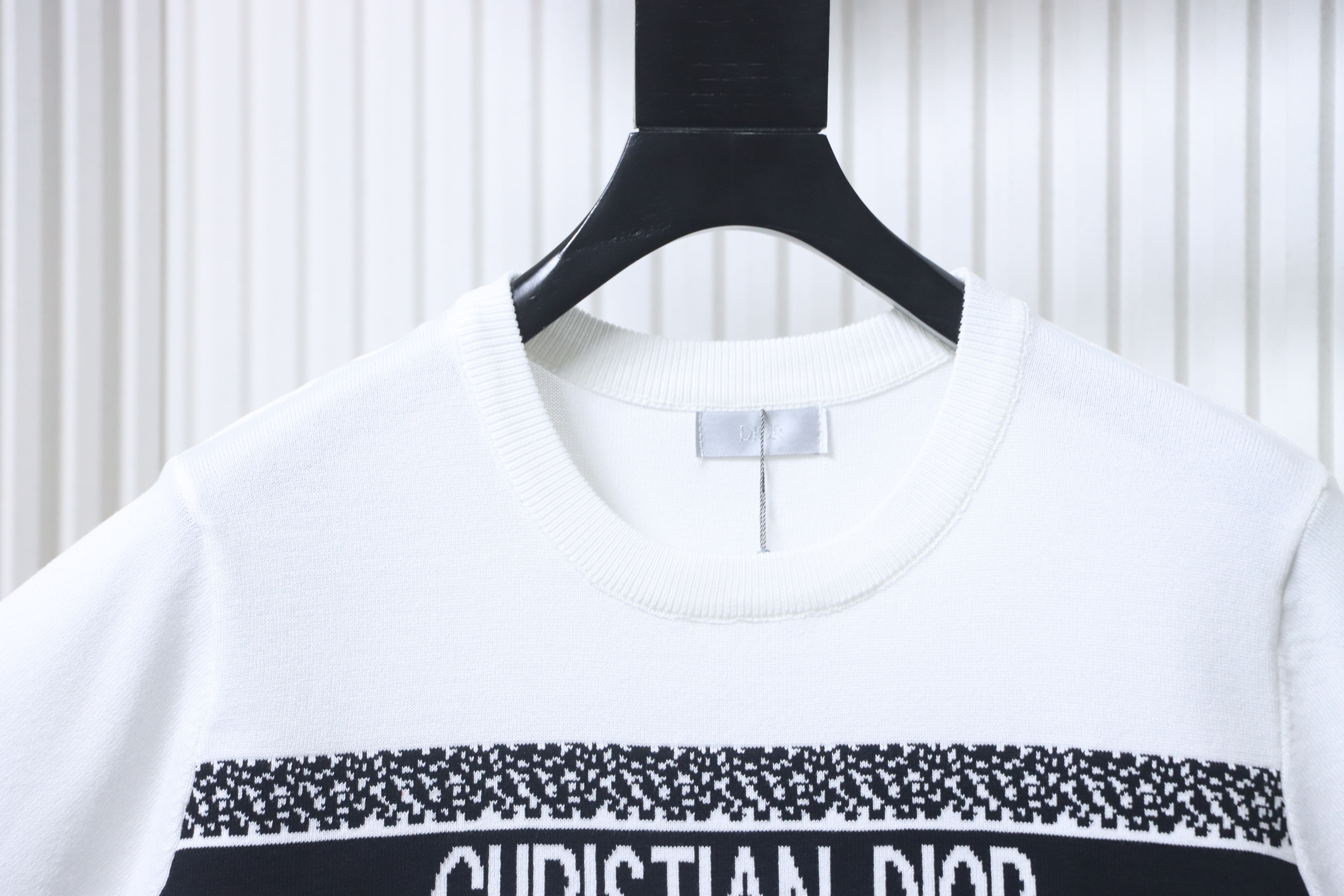 Dior Chest Letter Jacquard Knit Short Sleeve T-Shirt