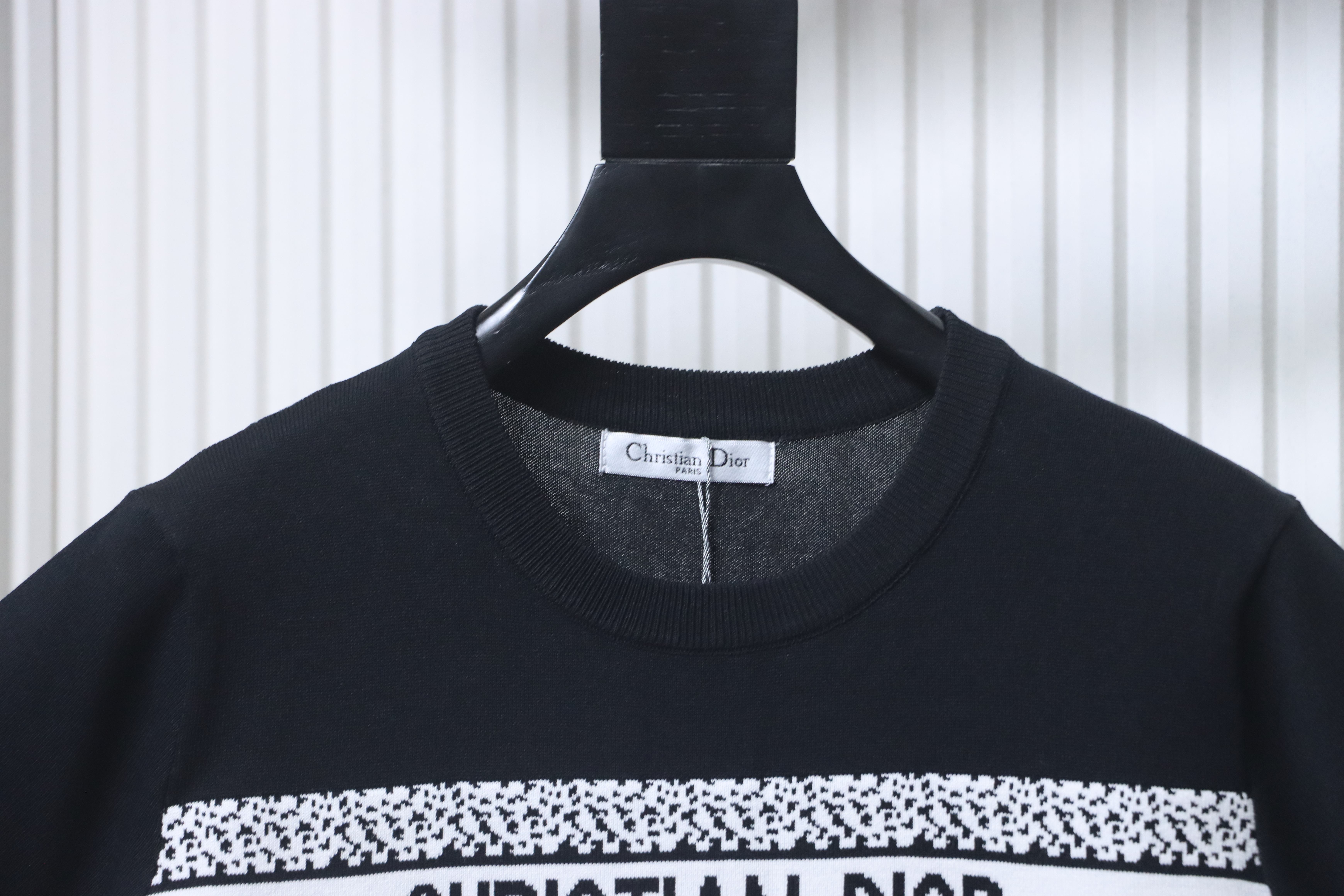 Dior Chest Letter Jacquard Knit Short Sleeve T-Shirt