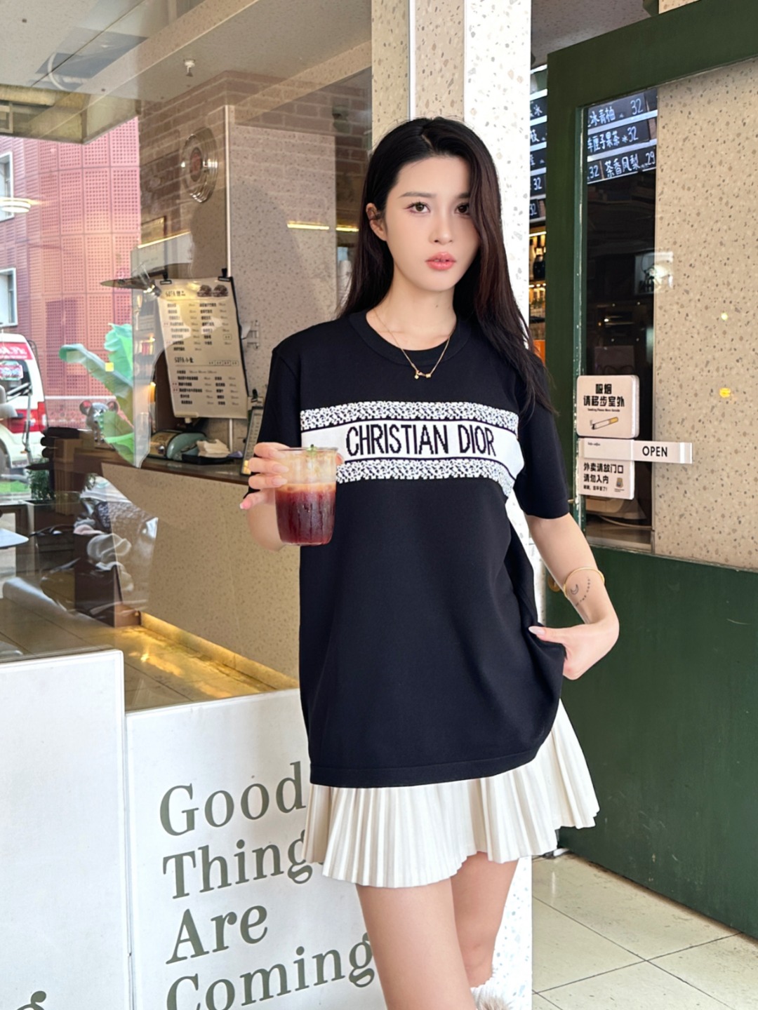 Dior Chest Letter Jacquard Knit Short Sleeve T-Shirt