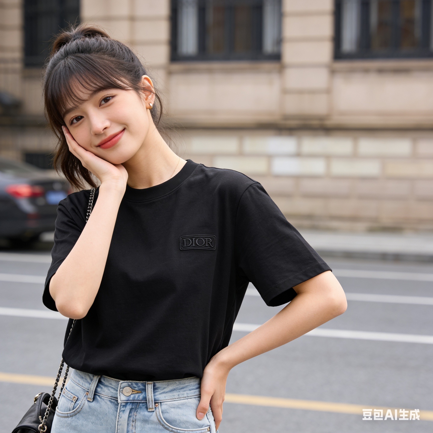 Dior Chest Square Logo Short Sleeve T-Shirt