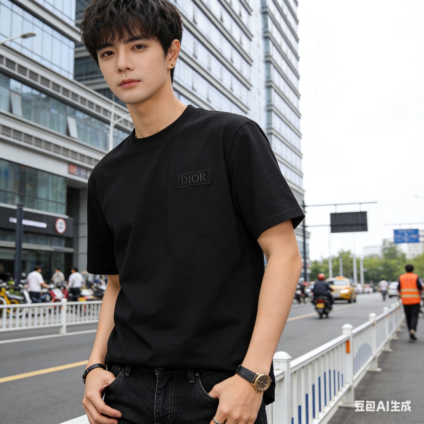Dior Chest Square Logo Short Sleeve T-Shirt