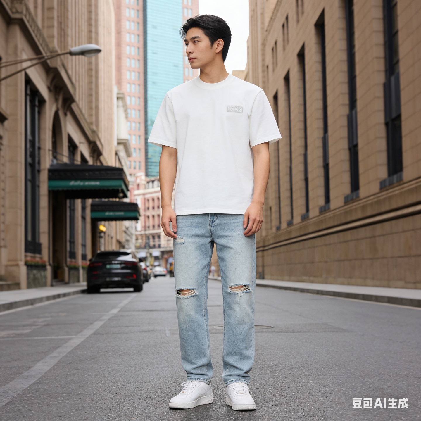 Dior Chest Square Logo Short Sleeve T-Shirt