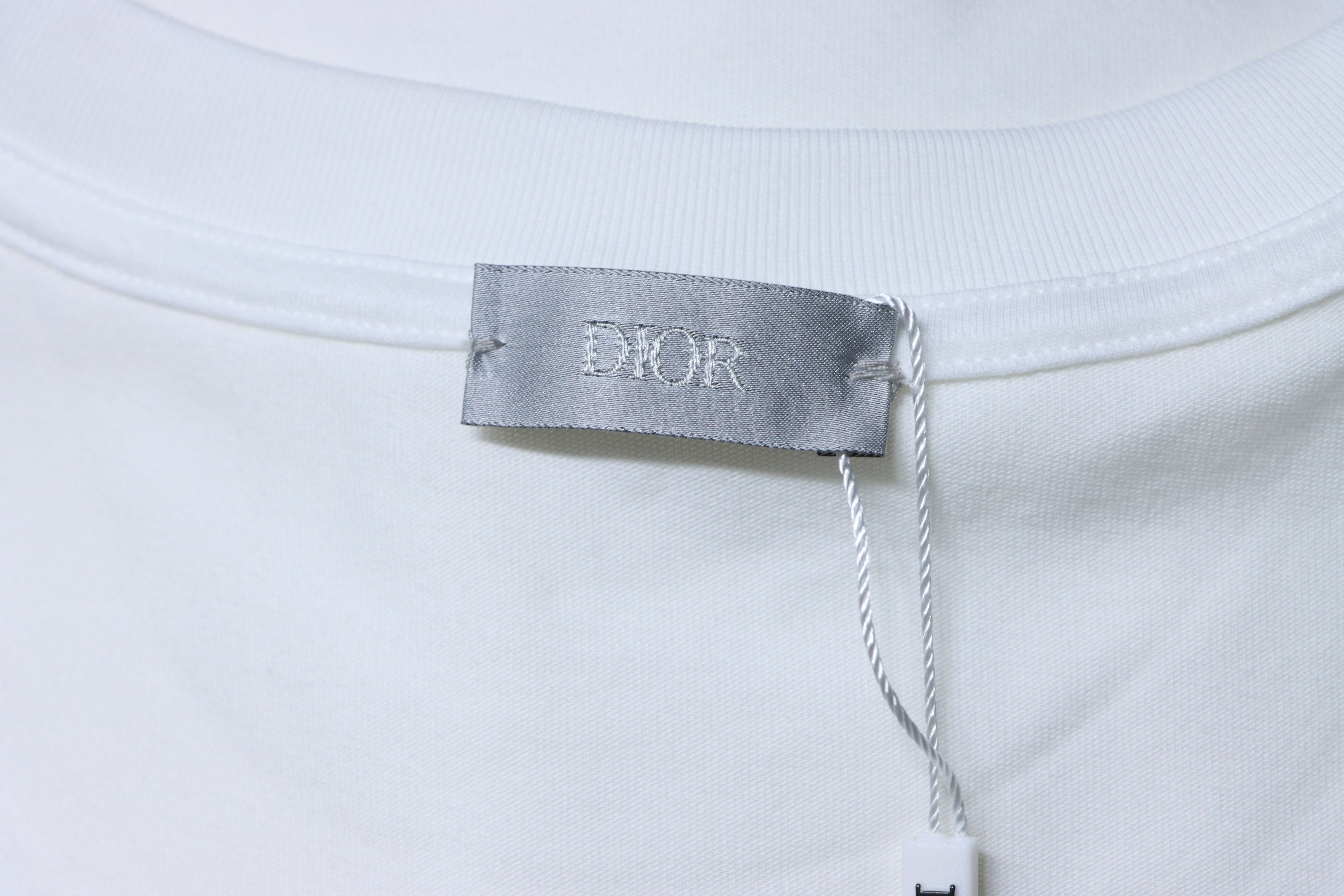 Dior Classic Embroidered Letter Small Logo Short Sleeve T-Shirt