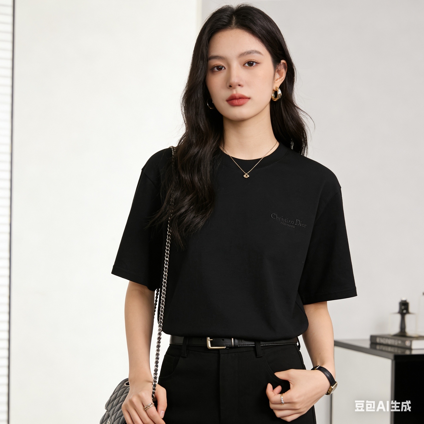 Dior Classic Embroidered Signature Letter Short Sleeve T-Shirt