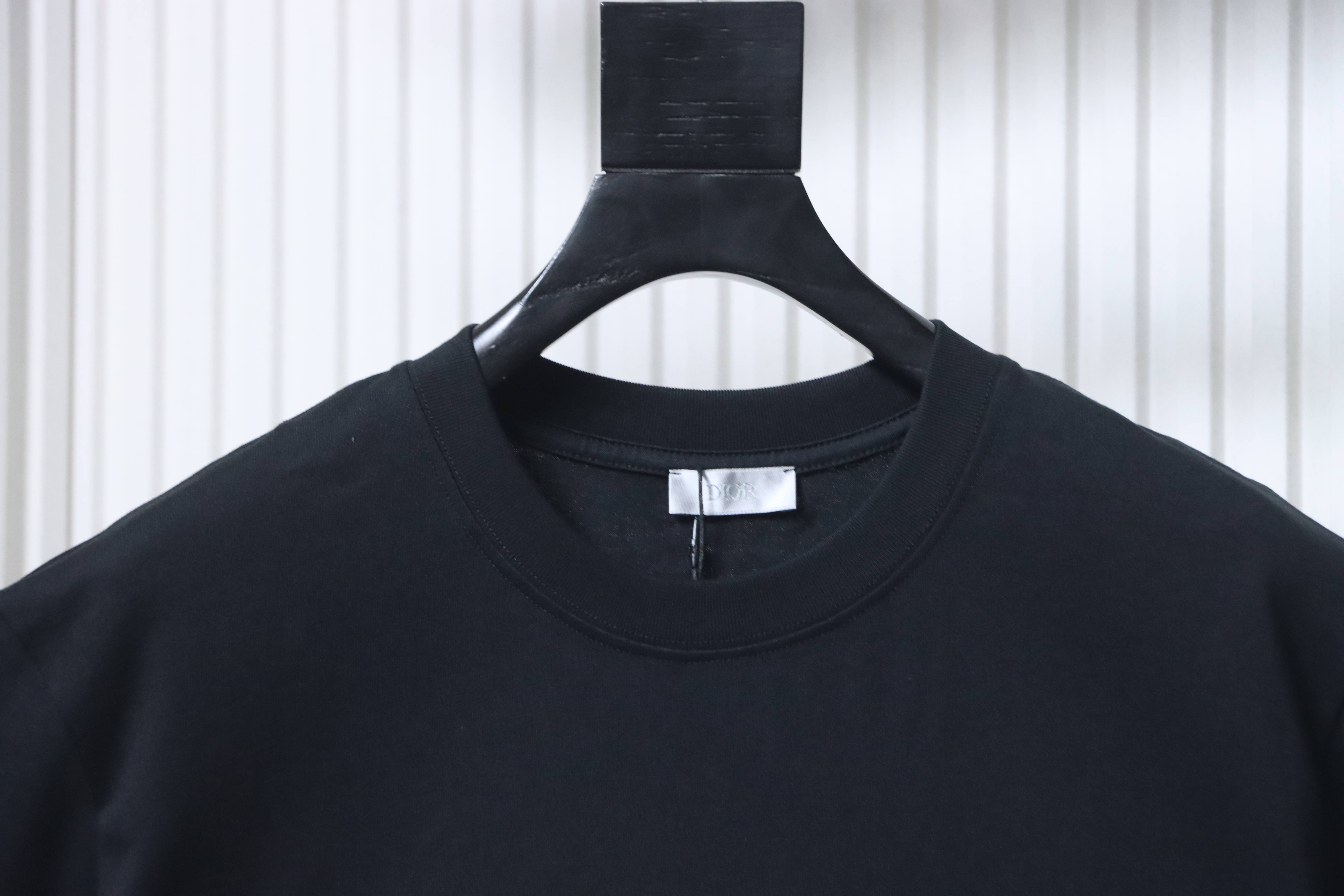 Dior Classic Embroidered Signature Letter Short Sleeve T-Shirt