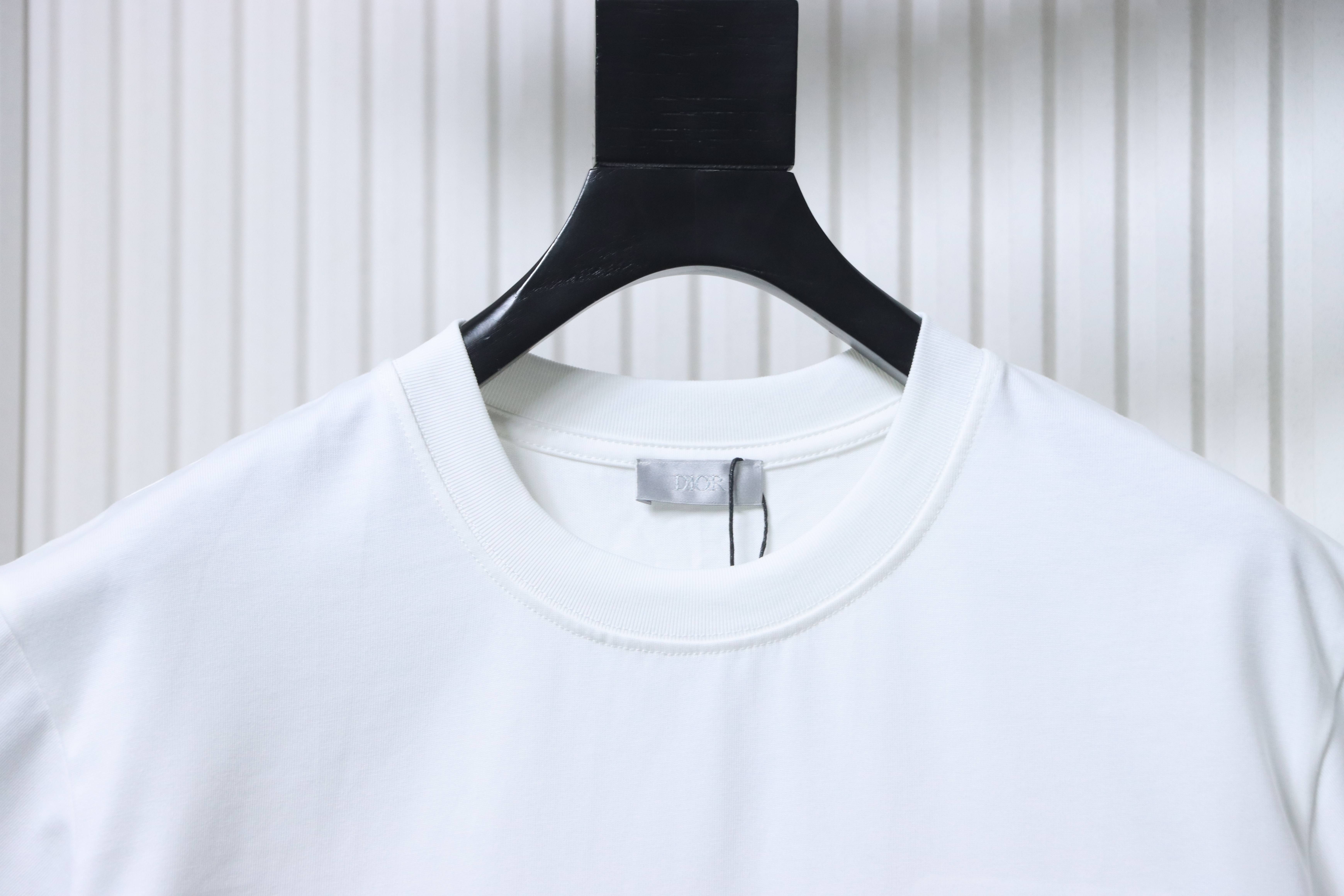 Dior Classic Embroidered Signature Letter Short Sleeve T-Shirt