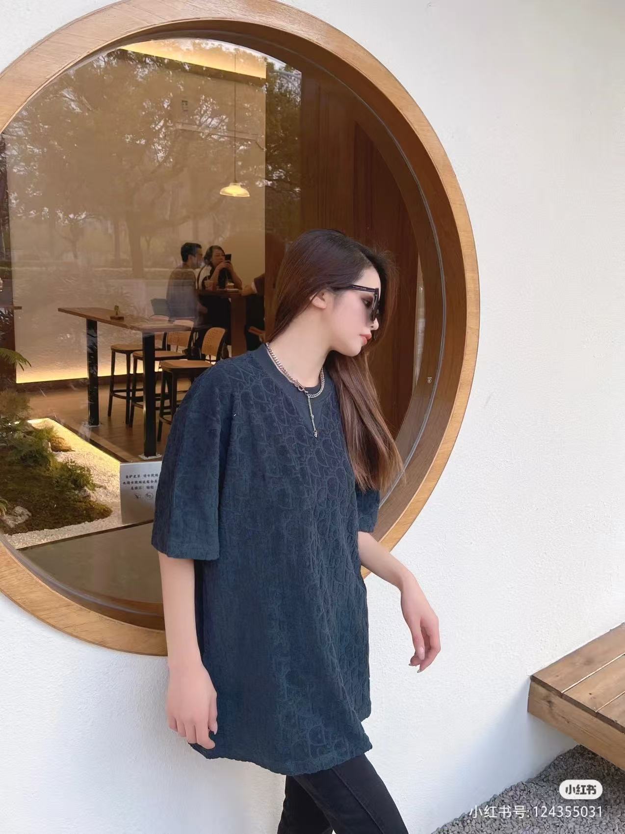 Dior Classic Monogram Subtle Pattern Terry Short Sleeve T-Shirt