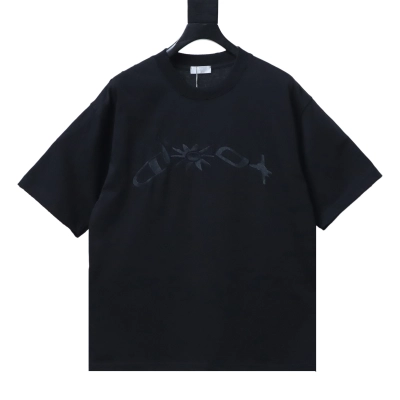 Dior Distressed Letter Embroidered Short Sleeve T-Shirt 01
