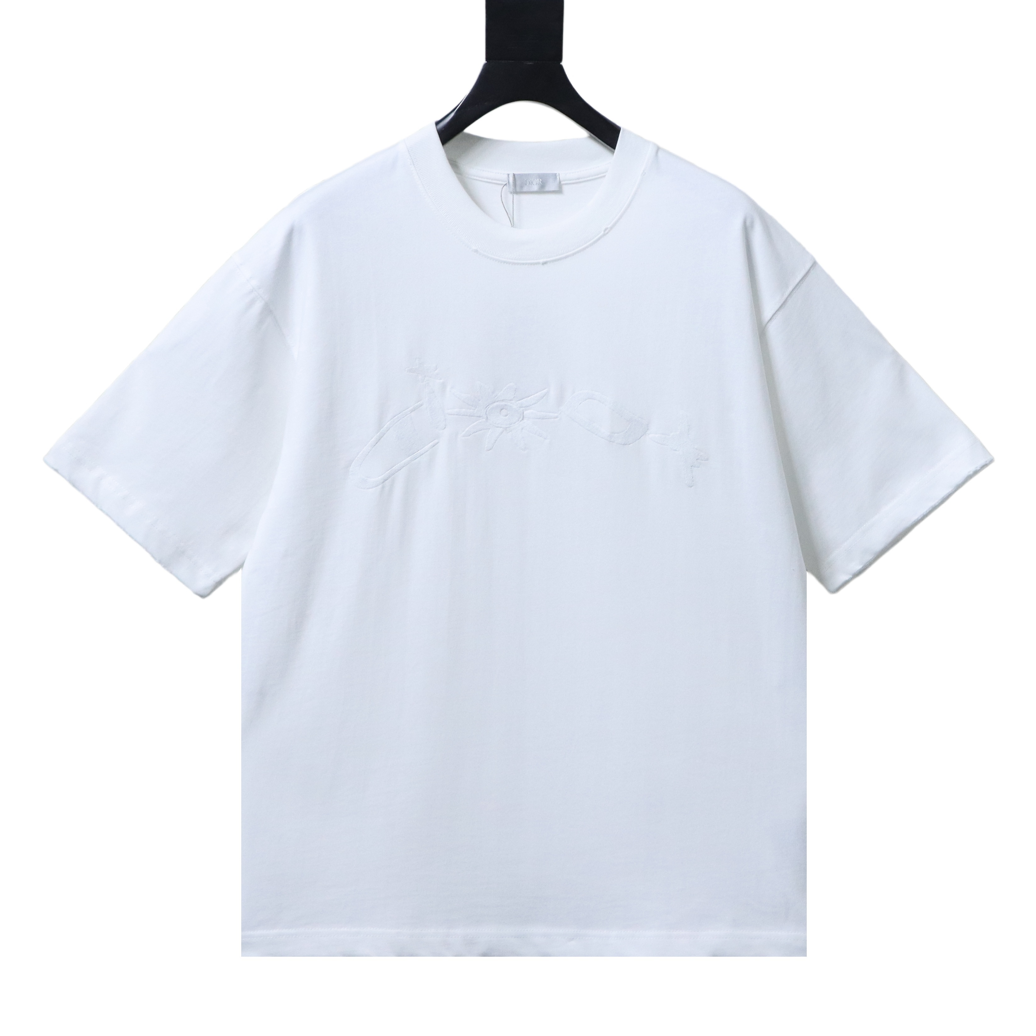 Dior Distressed Letter Embroidered Short Sleeve T-Shirt