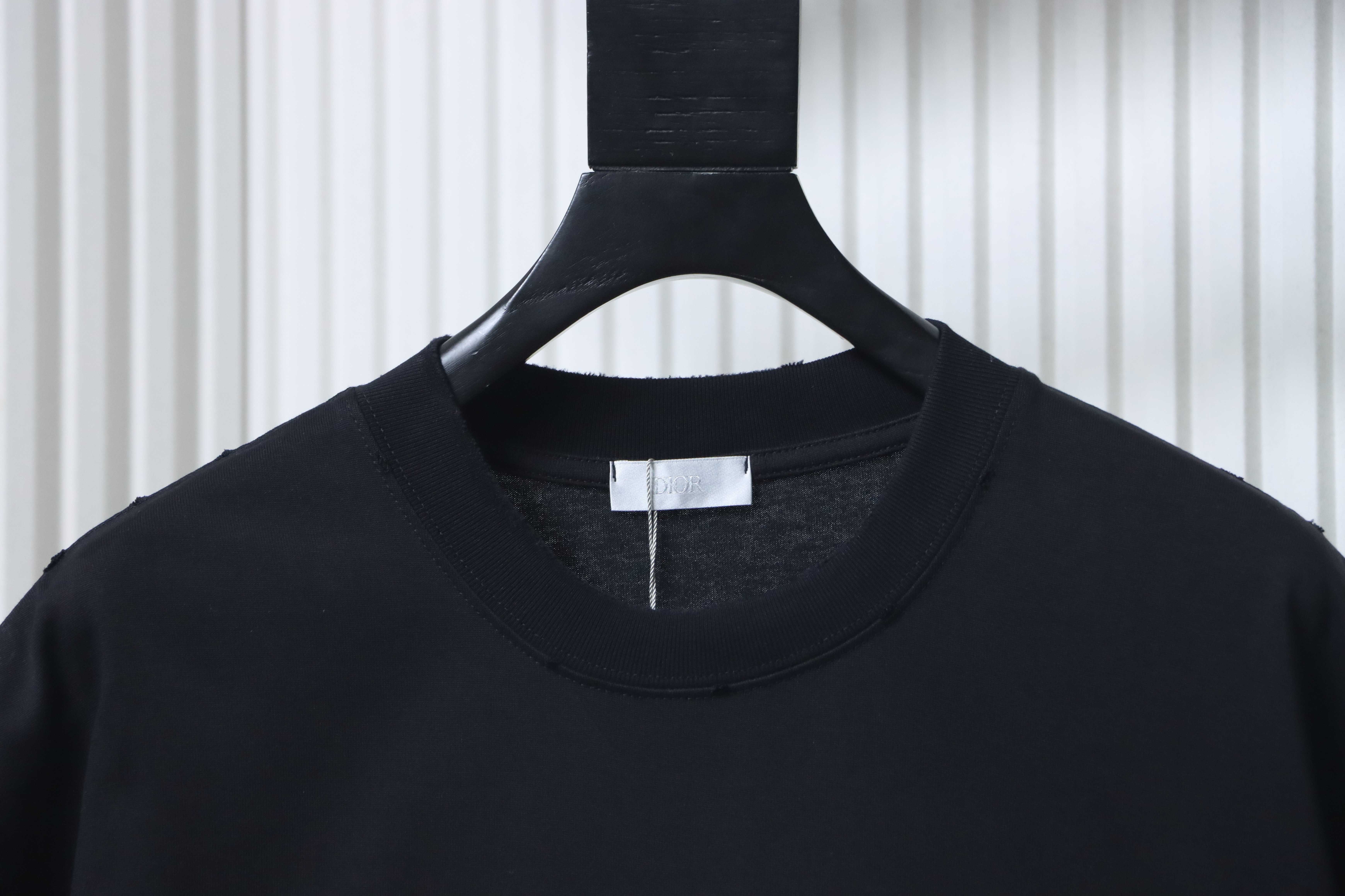 Dior Distressed Letter Embroidered Short Sleeve T-Shirt