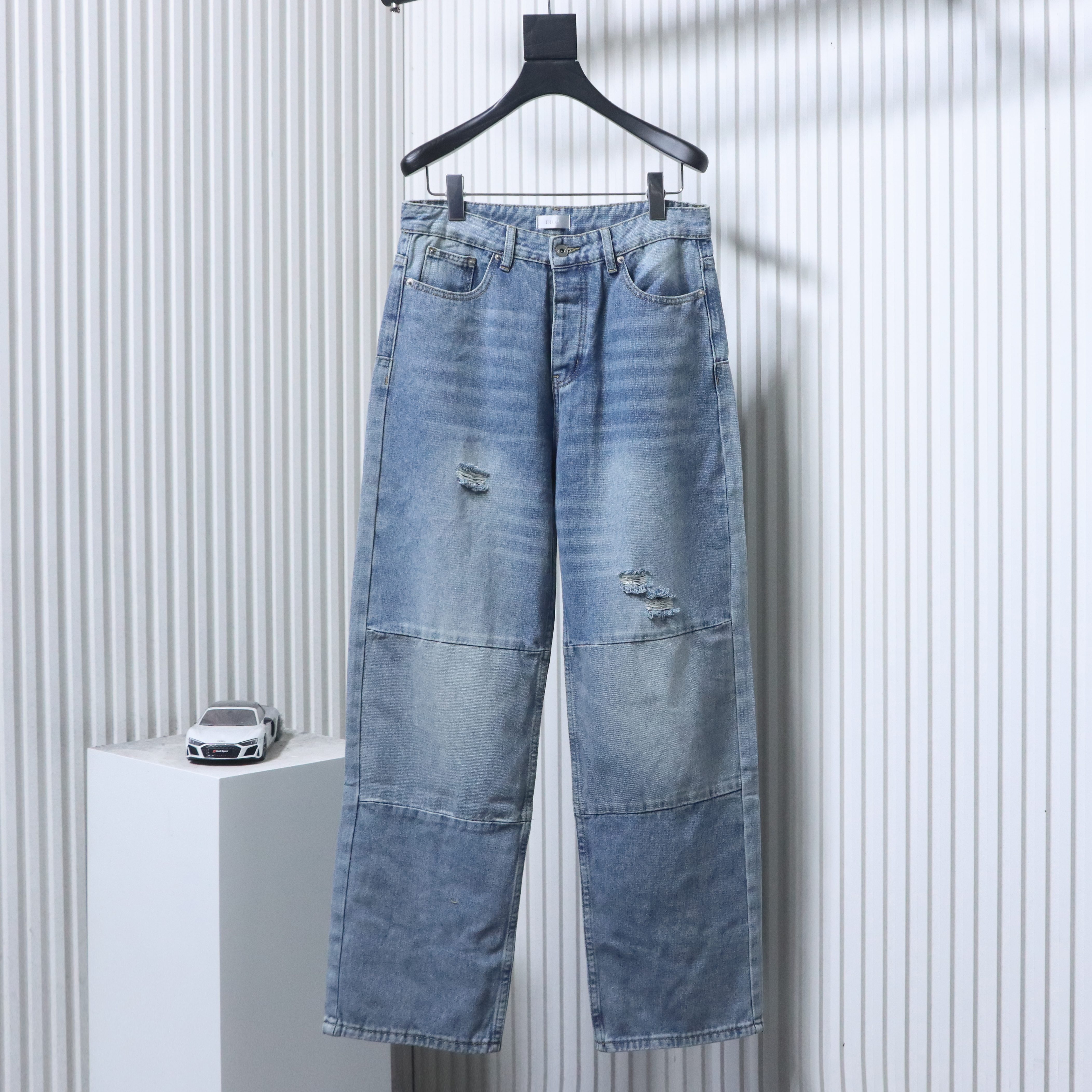 DIOR Distressed Patchwork Wide Leg Jeans