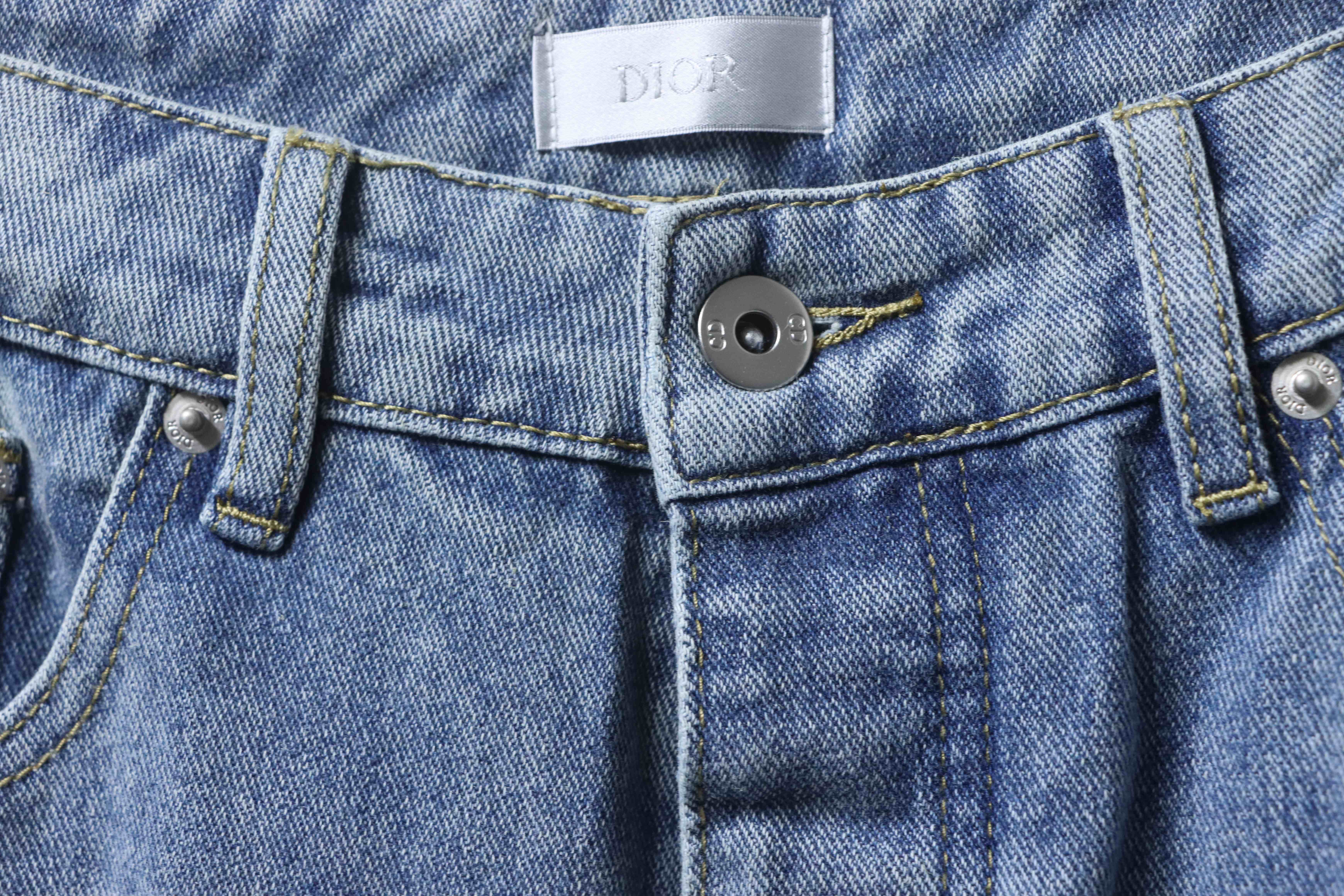 DIOR Distressed Patchwork Wide Leg Jeans