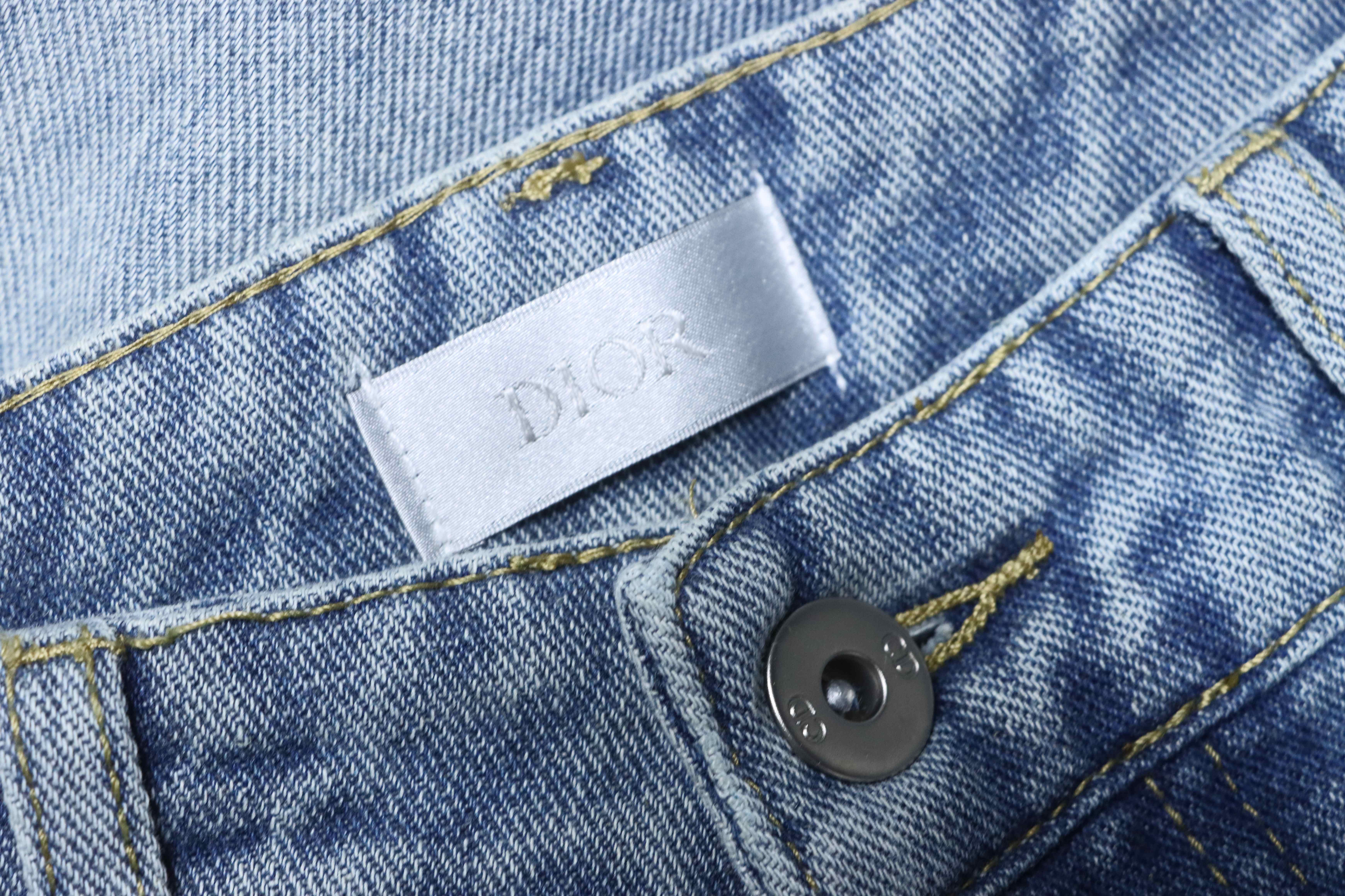 DIOR Distressed Patchwork Wide Leg Jeans
