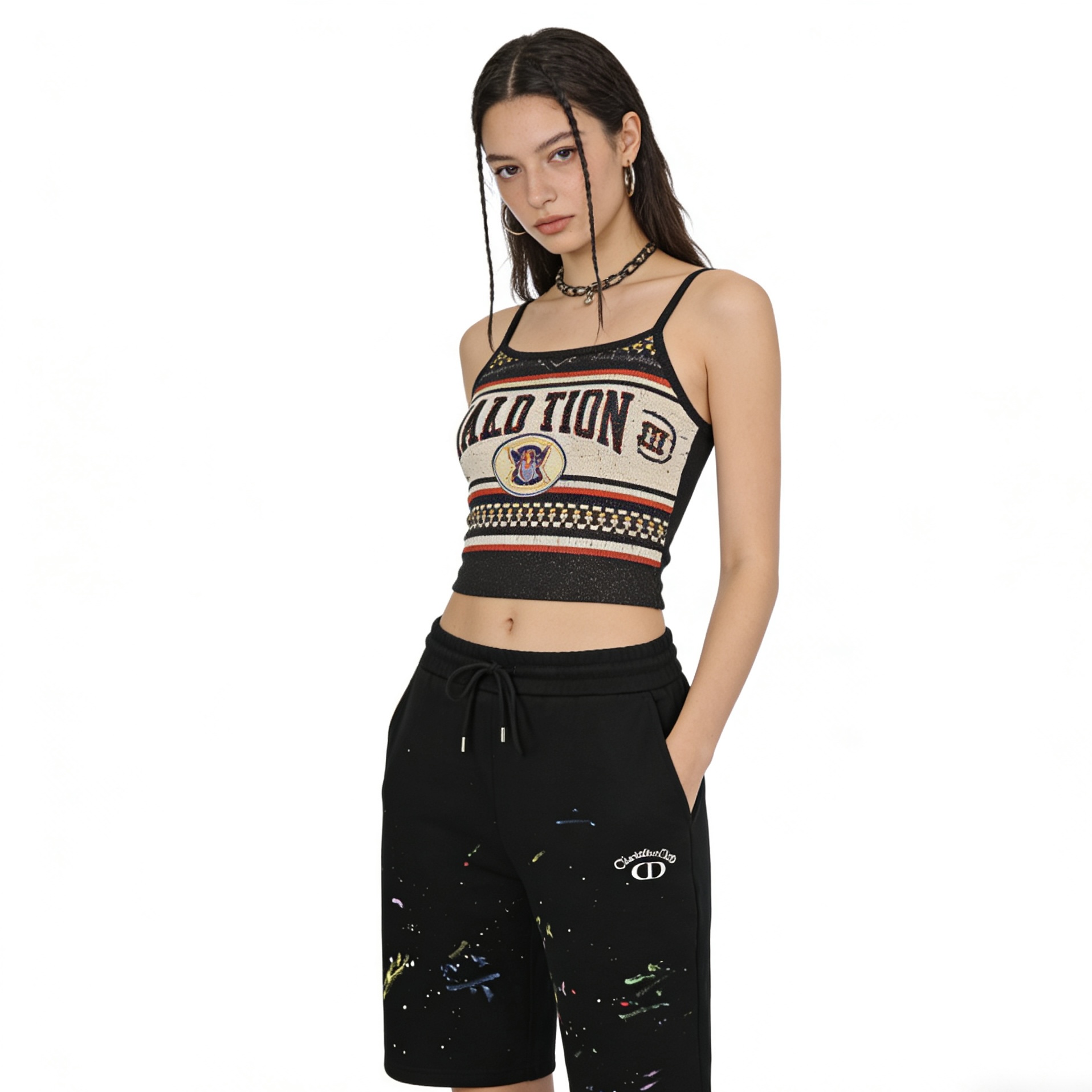 Dior Inkjet Graffiti Embroidered Logo Shorts