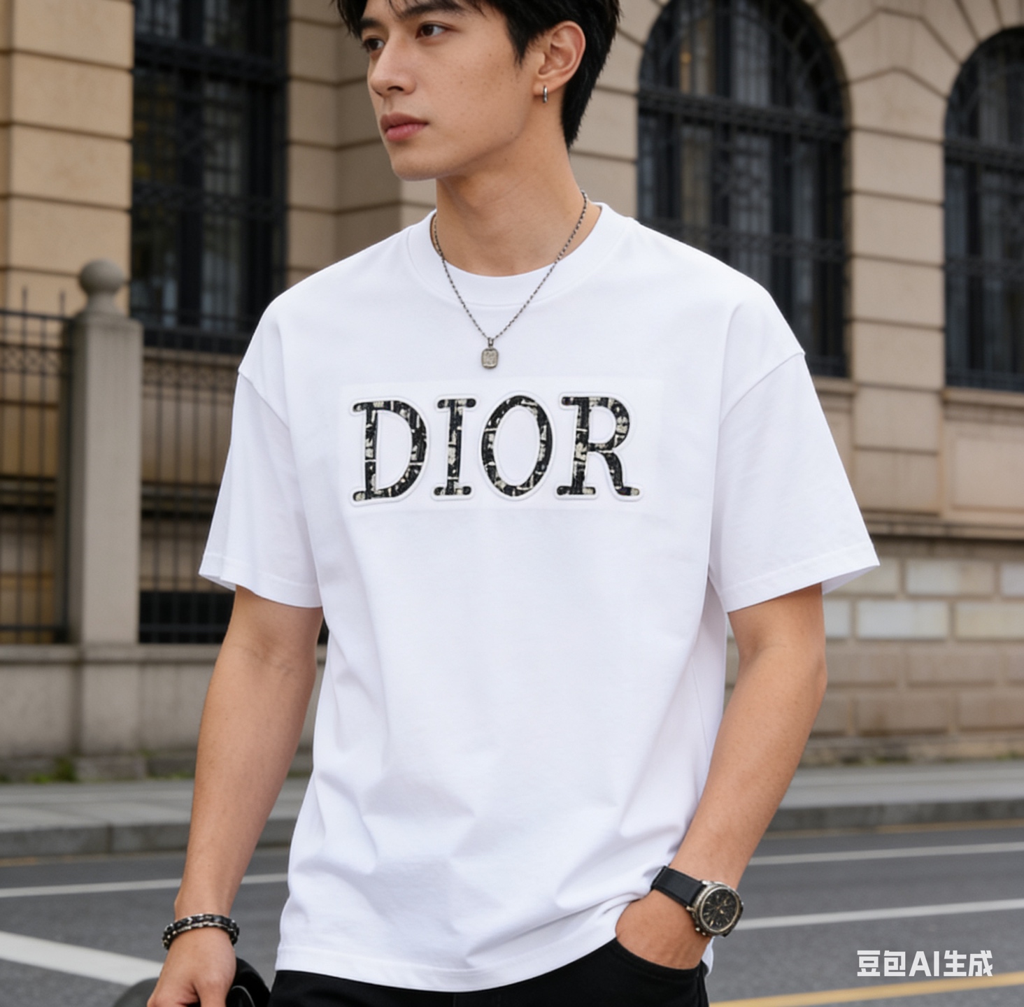 Dior Monogram CD Letter Patch Short Sleeve T-Shirt