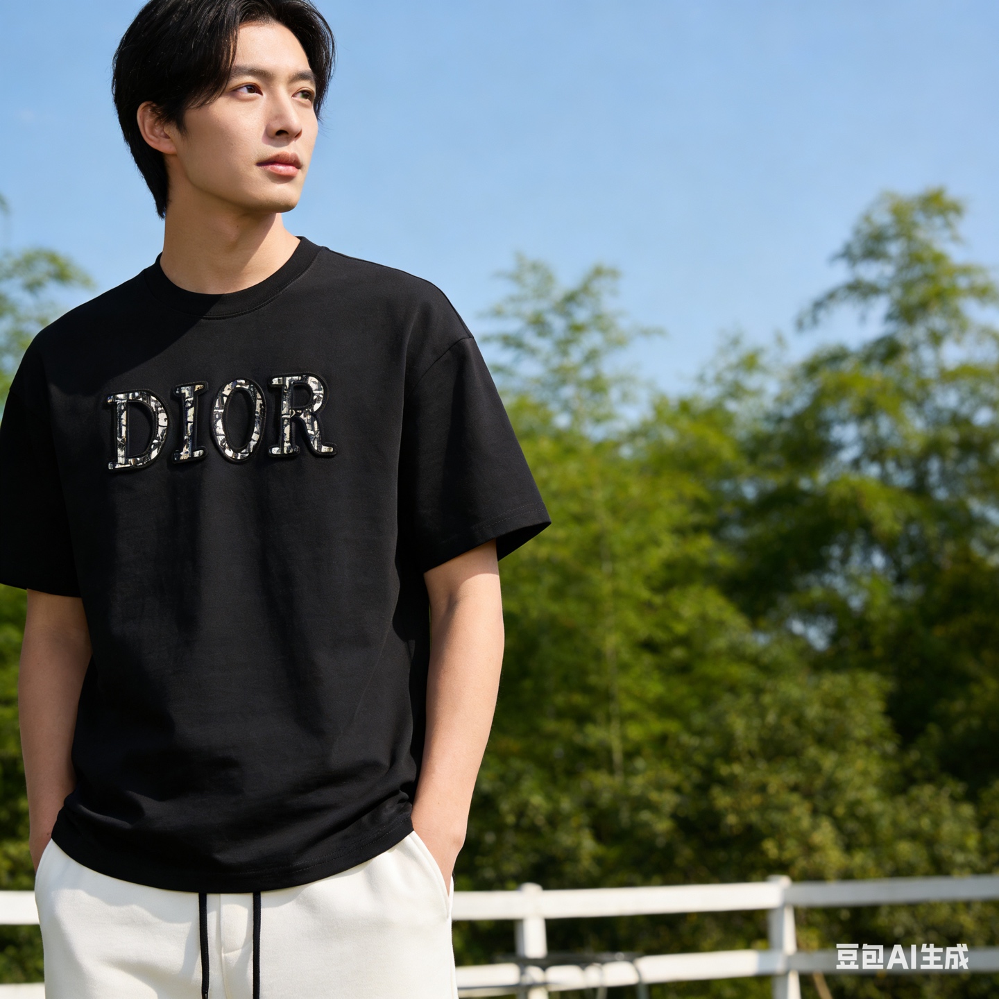 Dior Monogram CD Letter Patch Short Sleeve T-Shirt