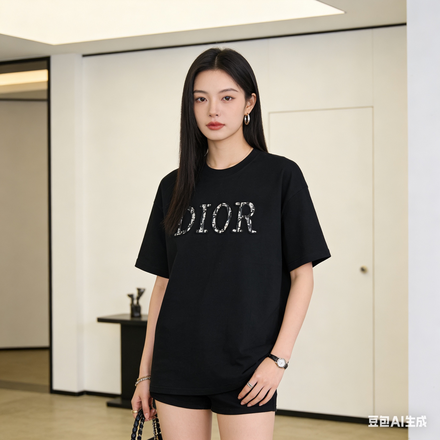 Dior Monogram CD Letter Patch Short Sleeve T-Shirt