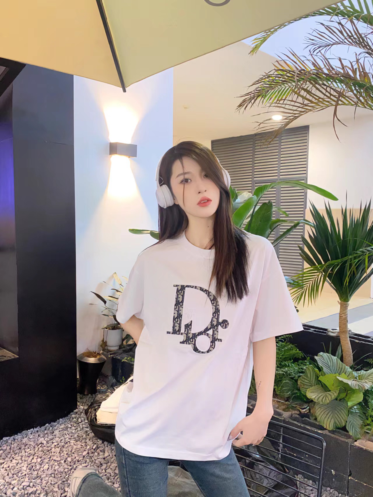 Dior Monogram Patch Embroidered Short Sleeve T-Shirt