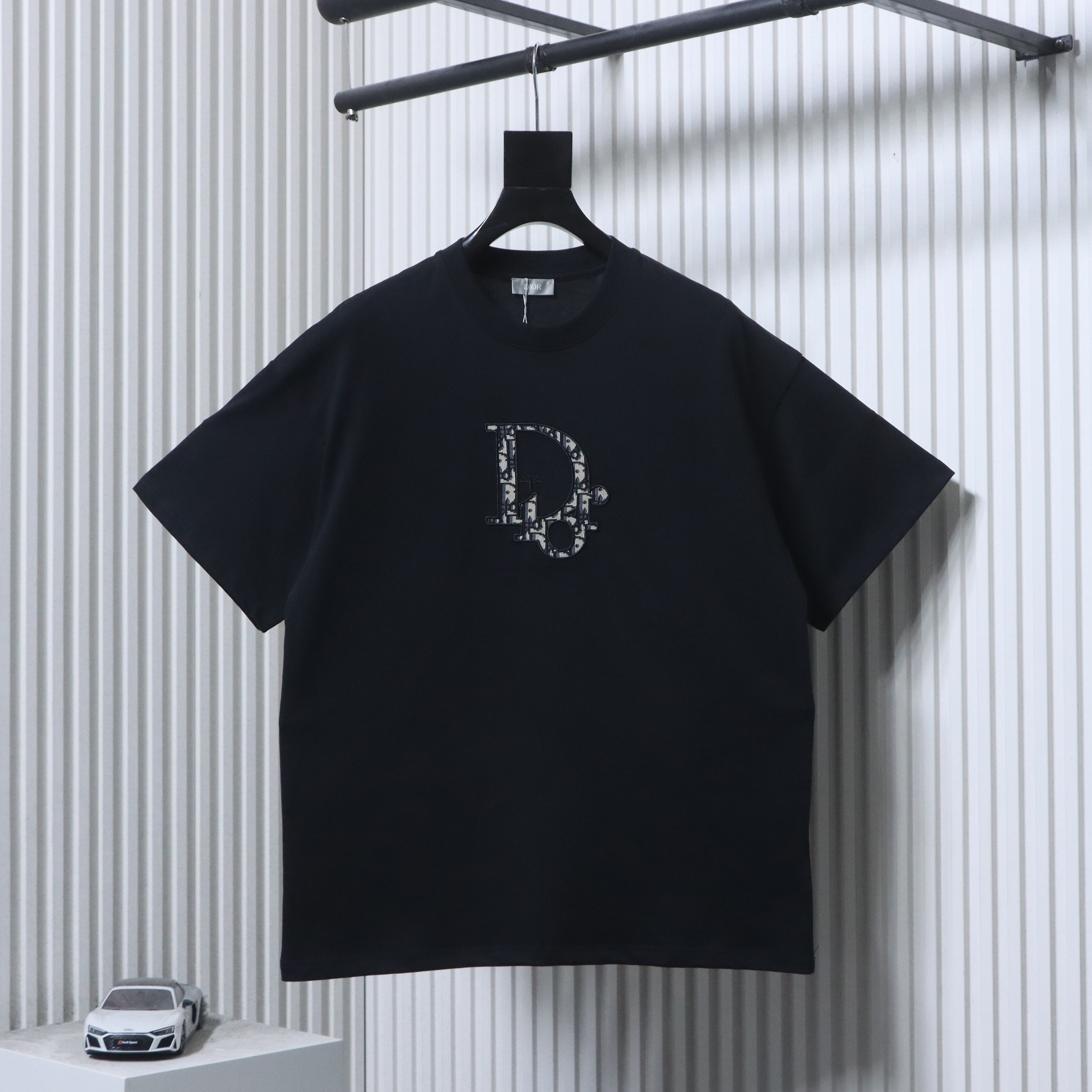 Dior Monogram Patch Embroidered Short Sleeve T-Shirt