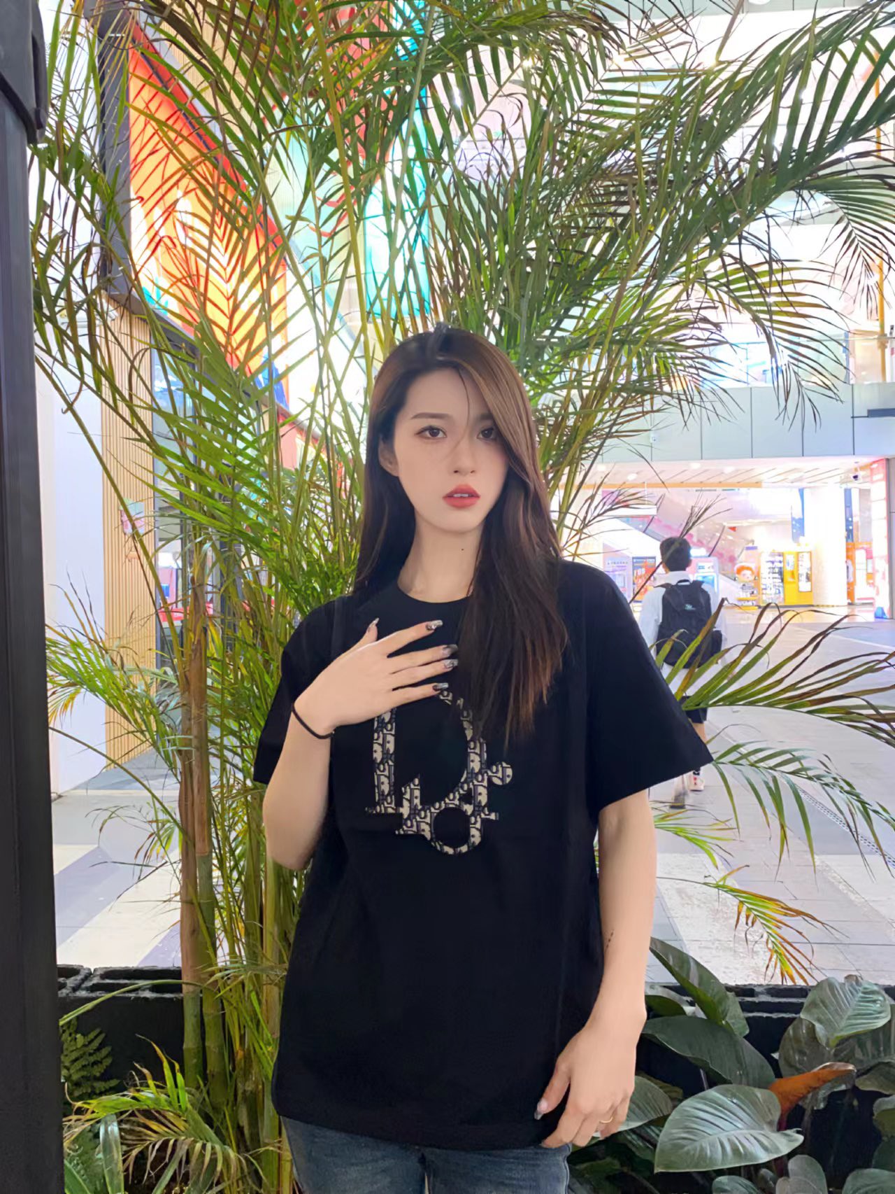 Dior Monogram Patch Embroidered Short Sleeve T-Shirt