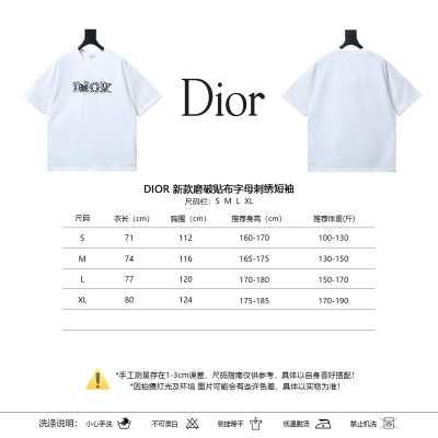 DIOR New Distressed Patch Letter Embroidered Short Sleeve T-Shirt 02