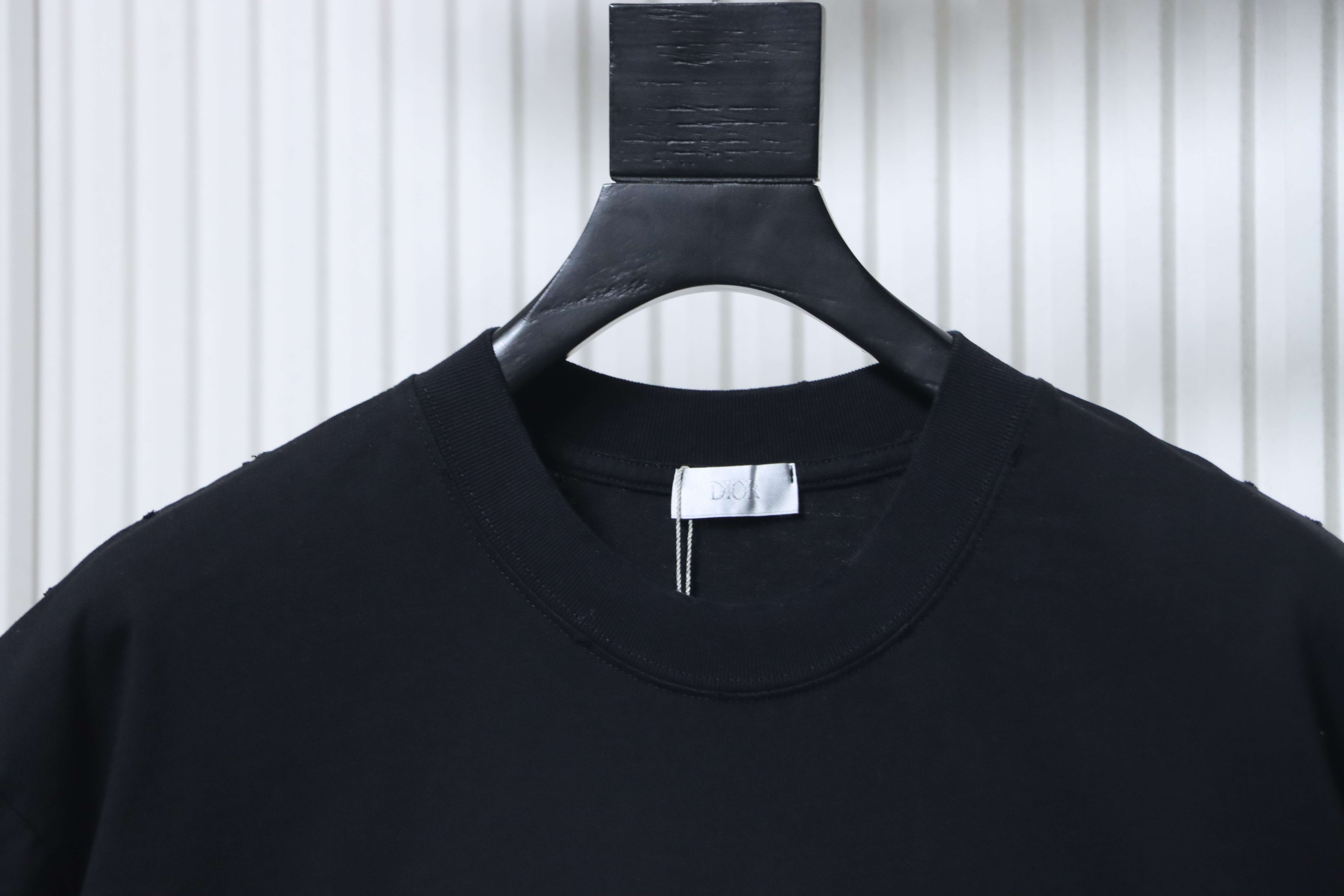 DIOR New Distressed Patch Letter Embroidered Short Sleeve T-Shirt