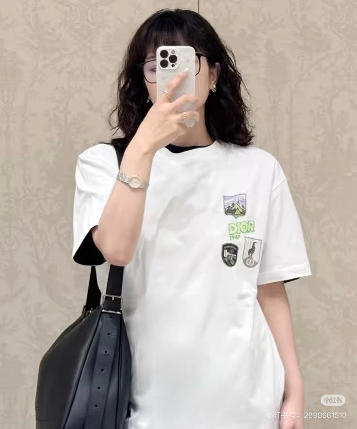 Dior Patch Embroidered Short Sleeve T-Shirt