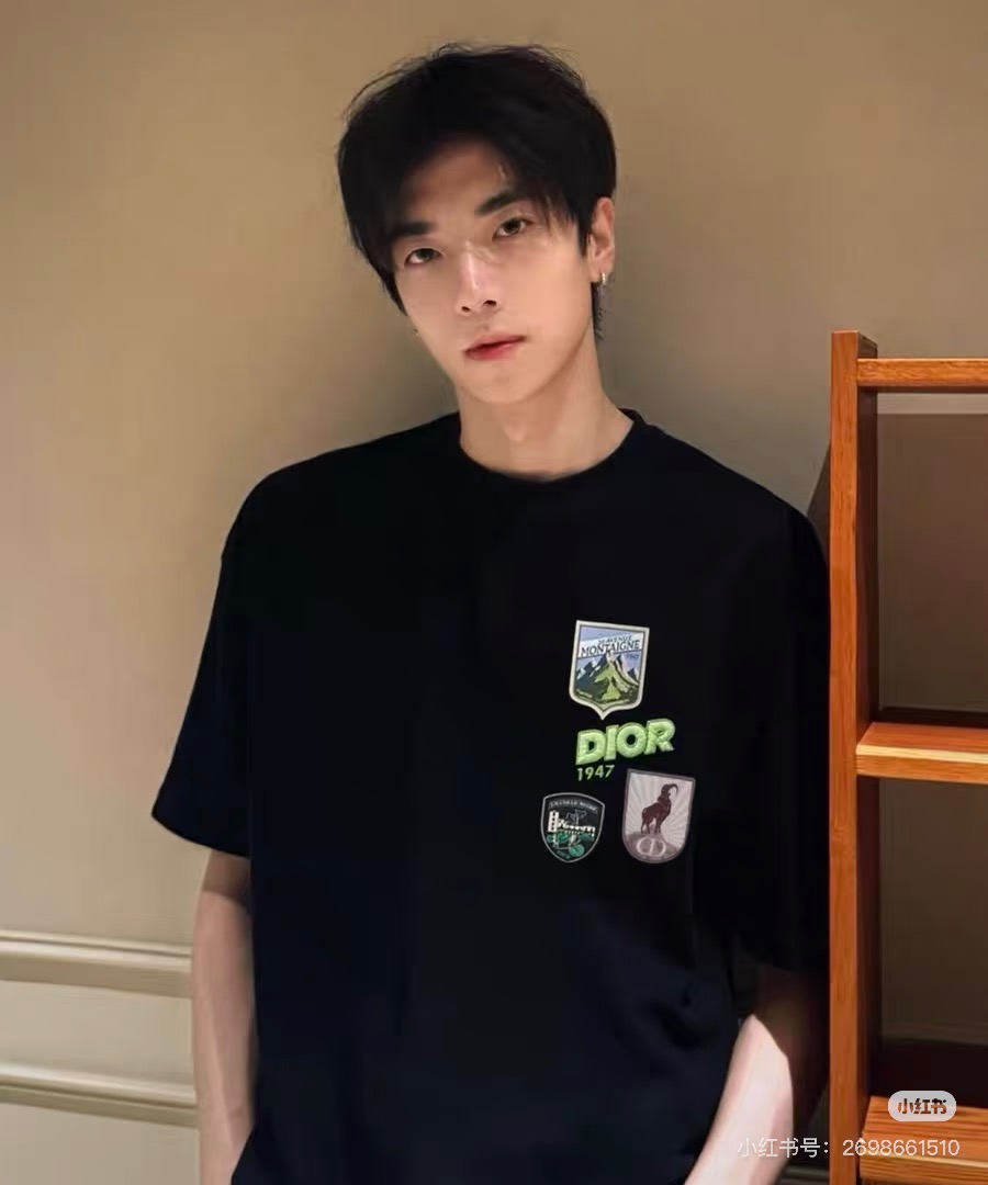 Dior Patch Embroidered Short Sleeve T-Shirt