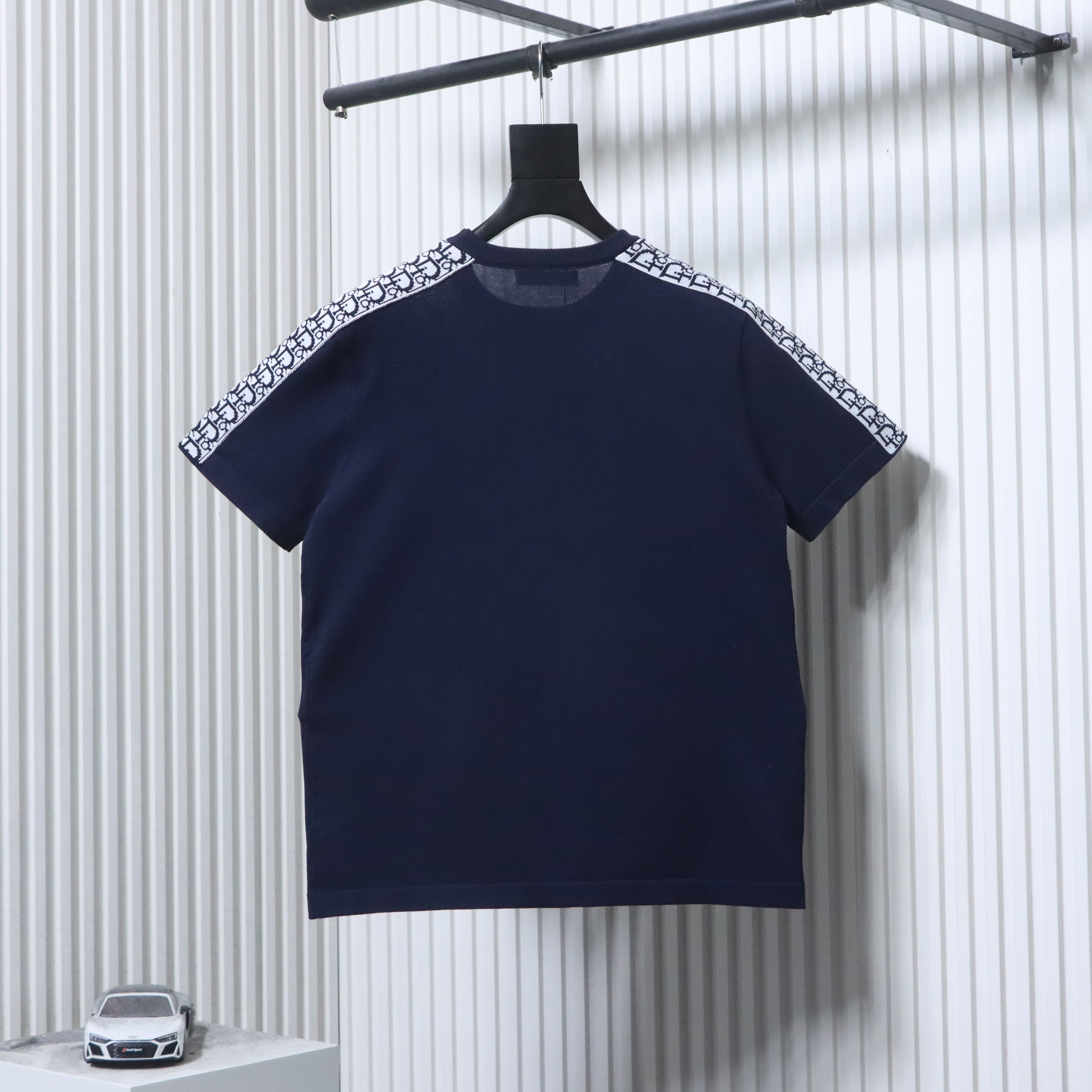 Dior Shoulder Jacquard Webbing Spliced Short Sleeve T-Shirt