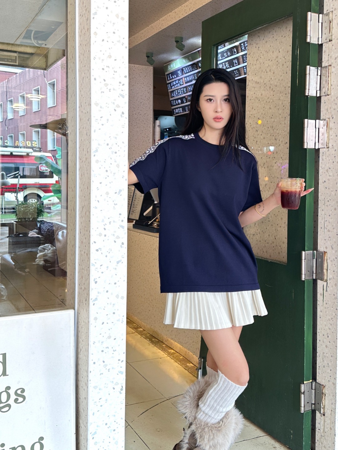 Dior Shoulder Jacquard Webbing Spliced Short Sleeve T-Shirt