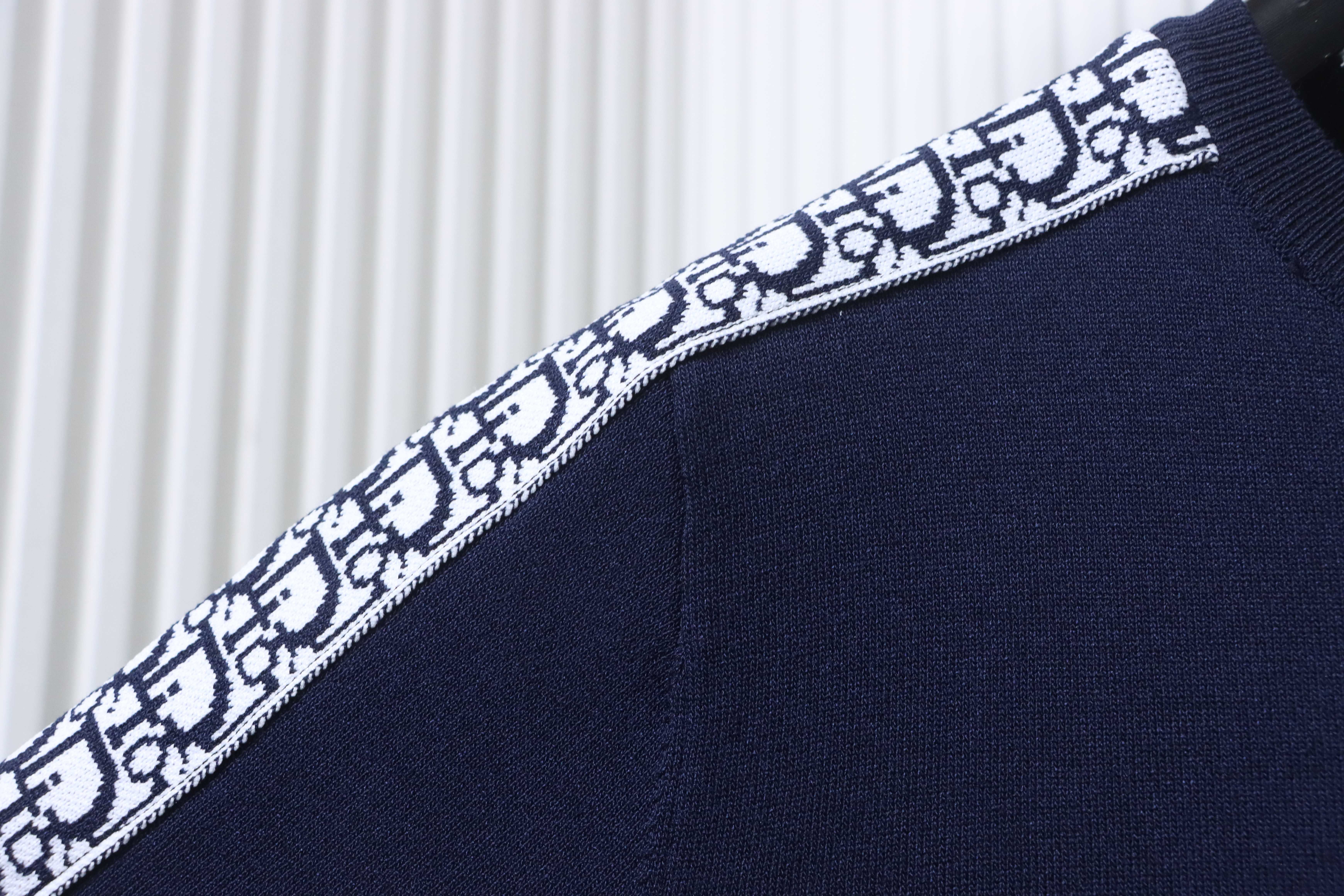 Dior Shoulder Jacquard Webbing Spliced Short Sleeve T-Shirt