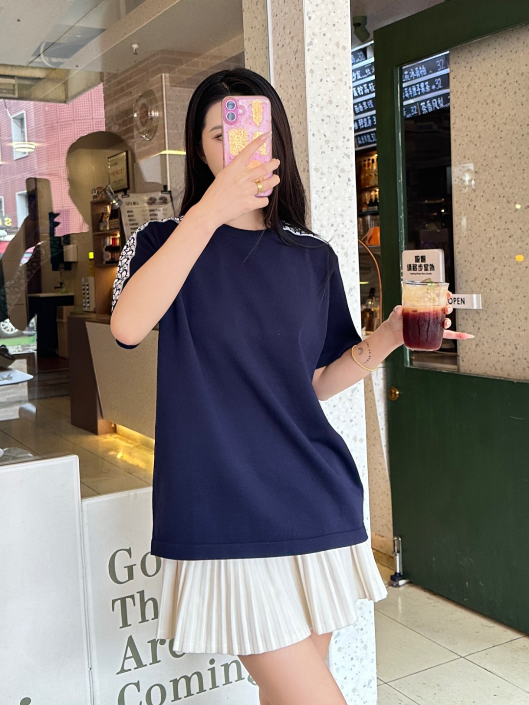 Dior Shoulder Jacquard Webbing Spliced Short Sleeve T-Shirt