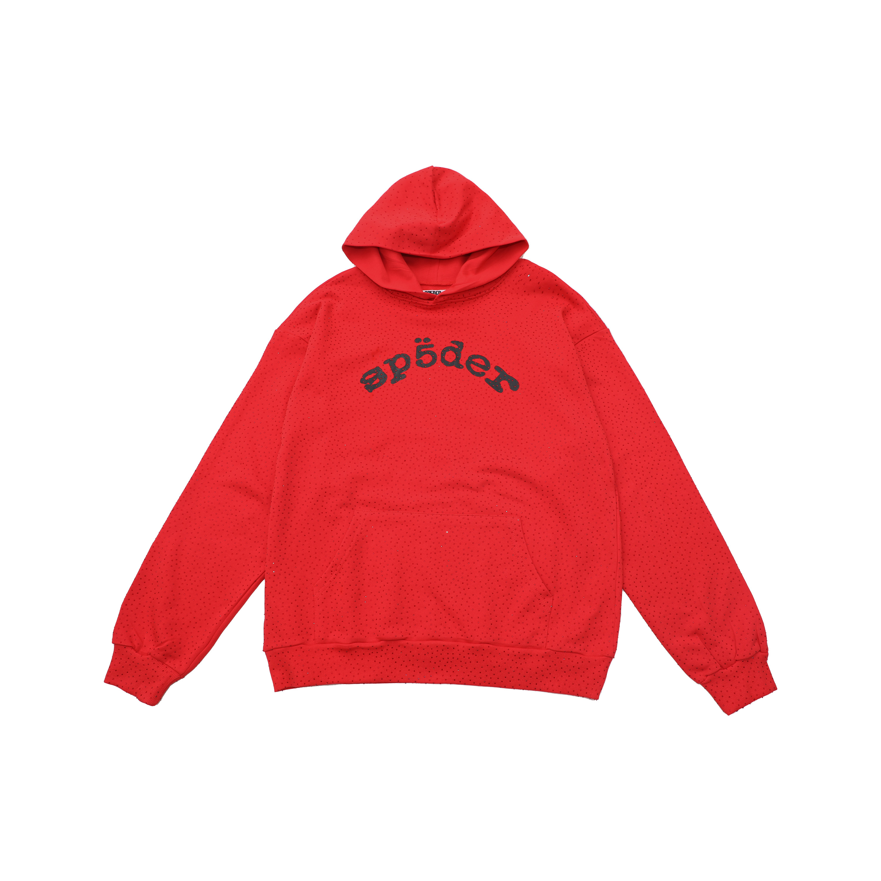 Sp5der LOGO Letter Print Black/Red Hoodie 194#